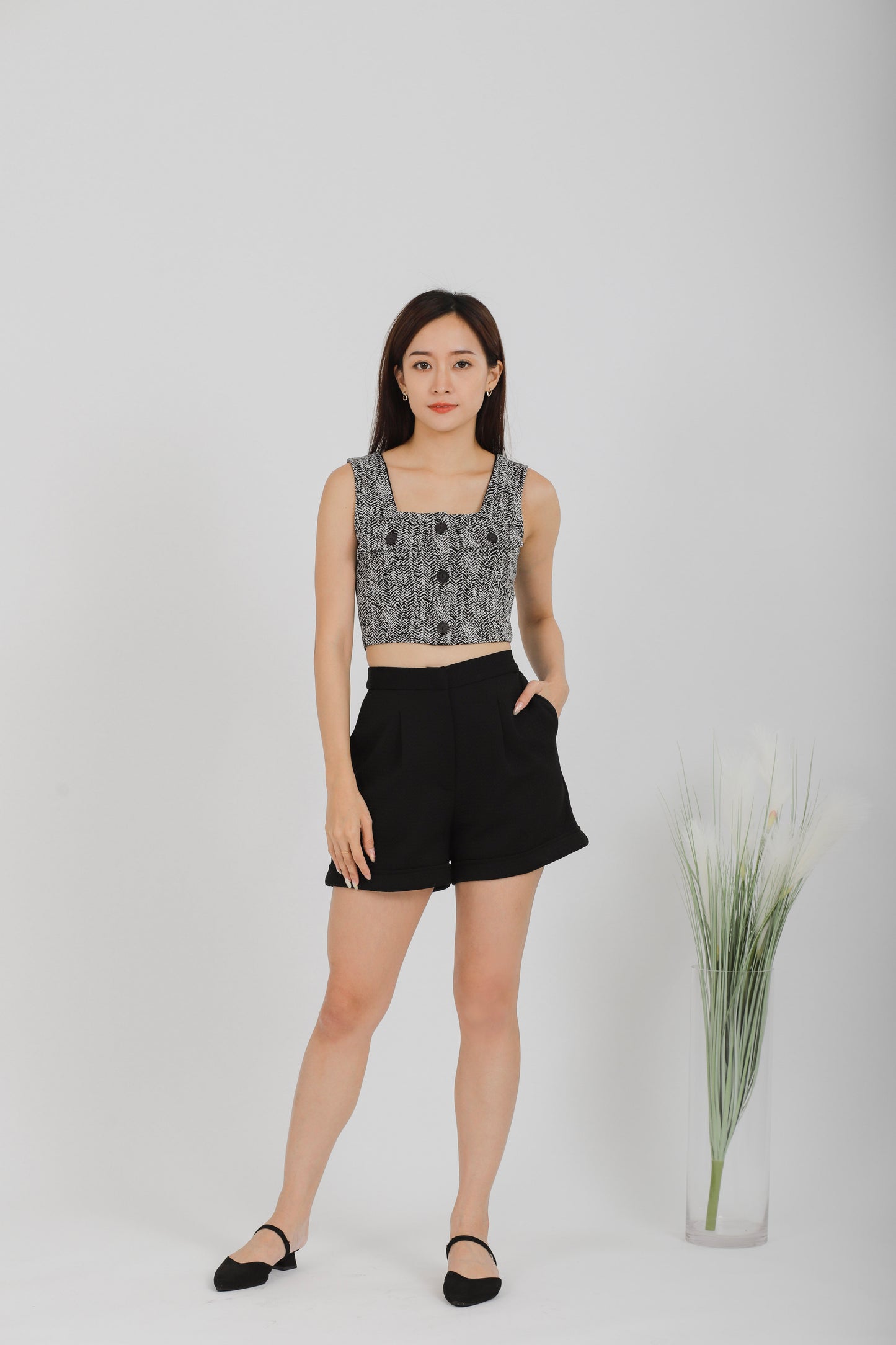 Nova Flap Pocket Cropped - Black