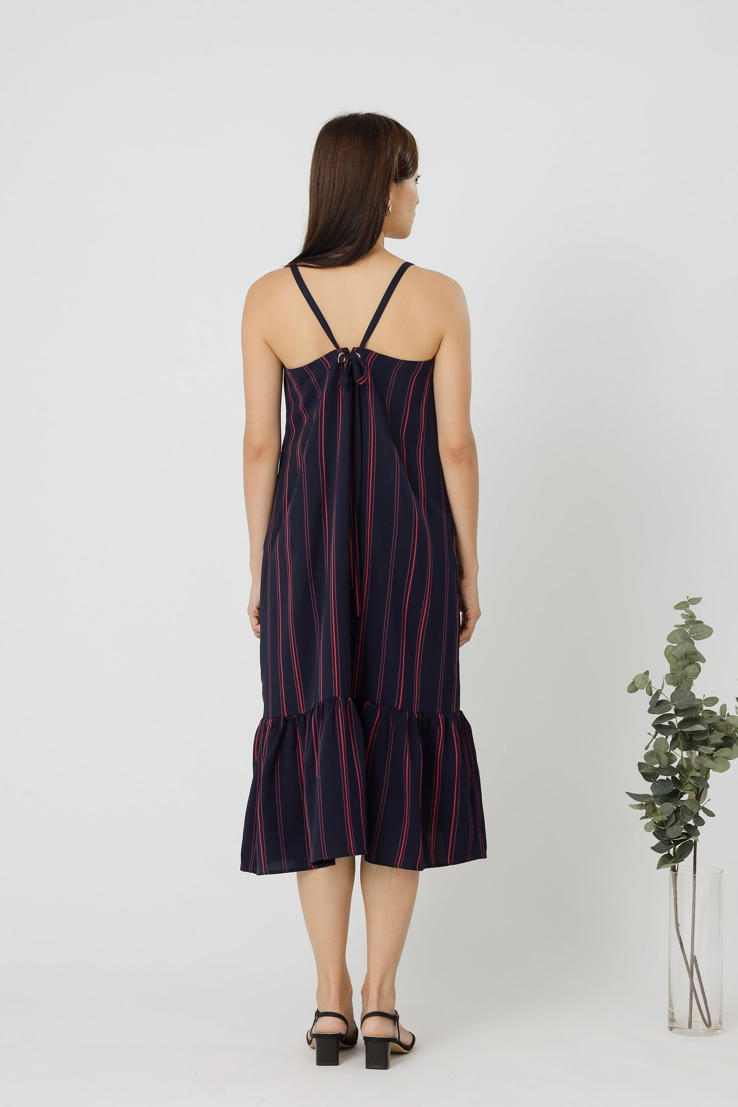 Andrea Back Ribbon Midi Dress - Coloured