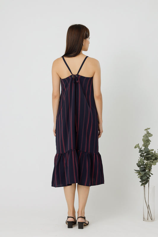 Andrea Back Ribbon Midi Dress - Coloured