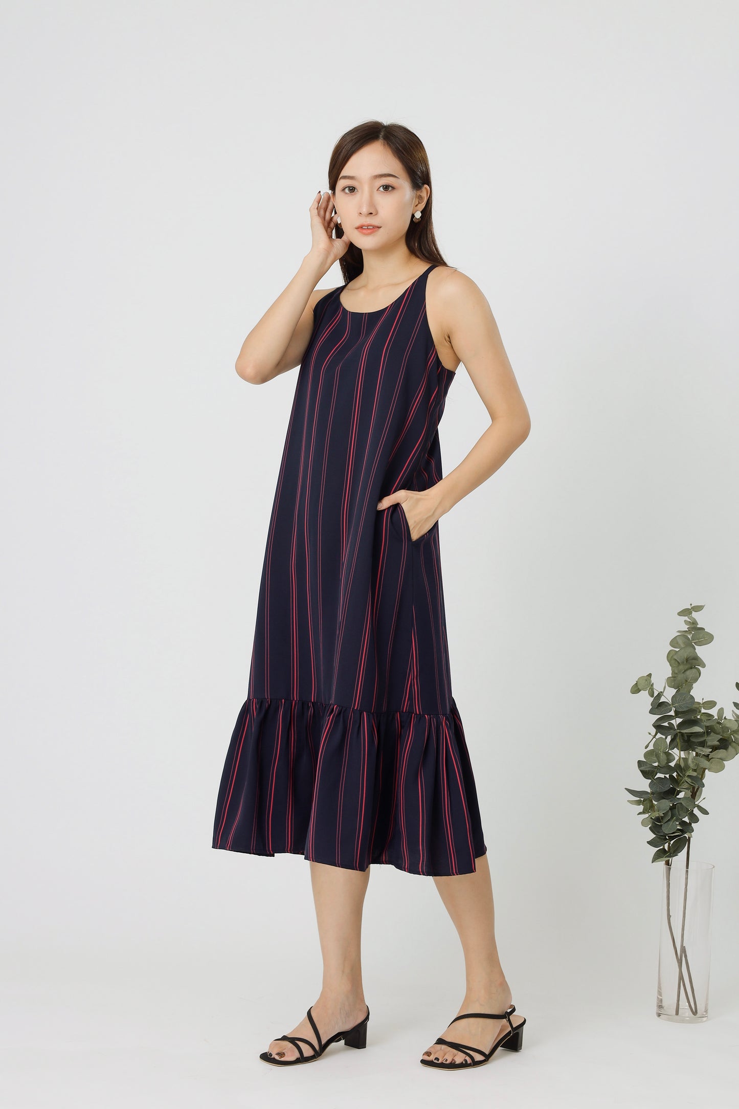 Andrea Back Ribbon Midi Dress - Coloured