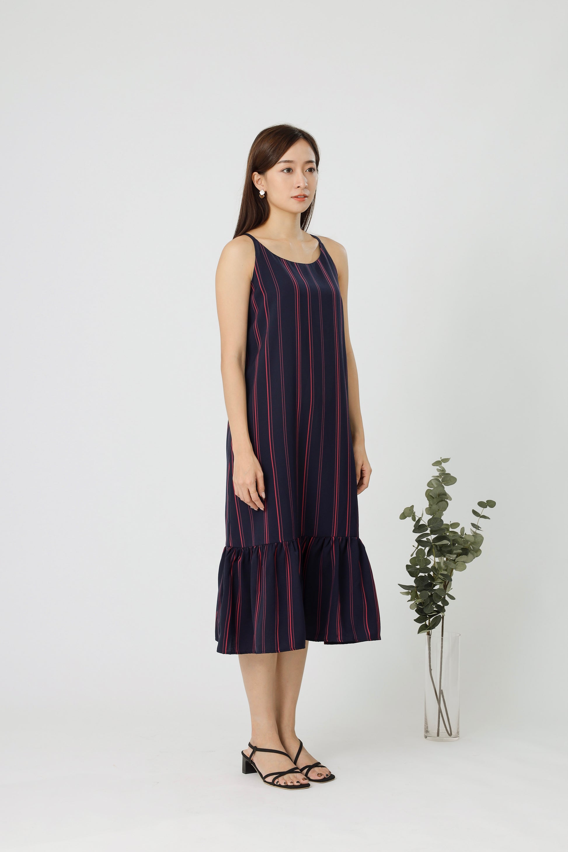 Andrea Back Ribbon Midi Dress - Coloured