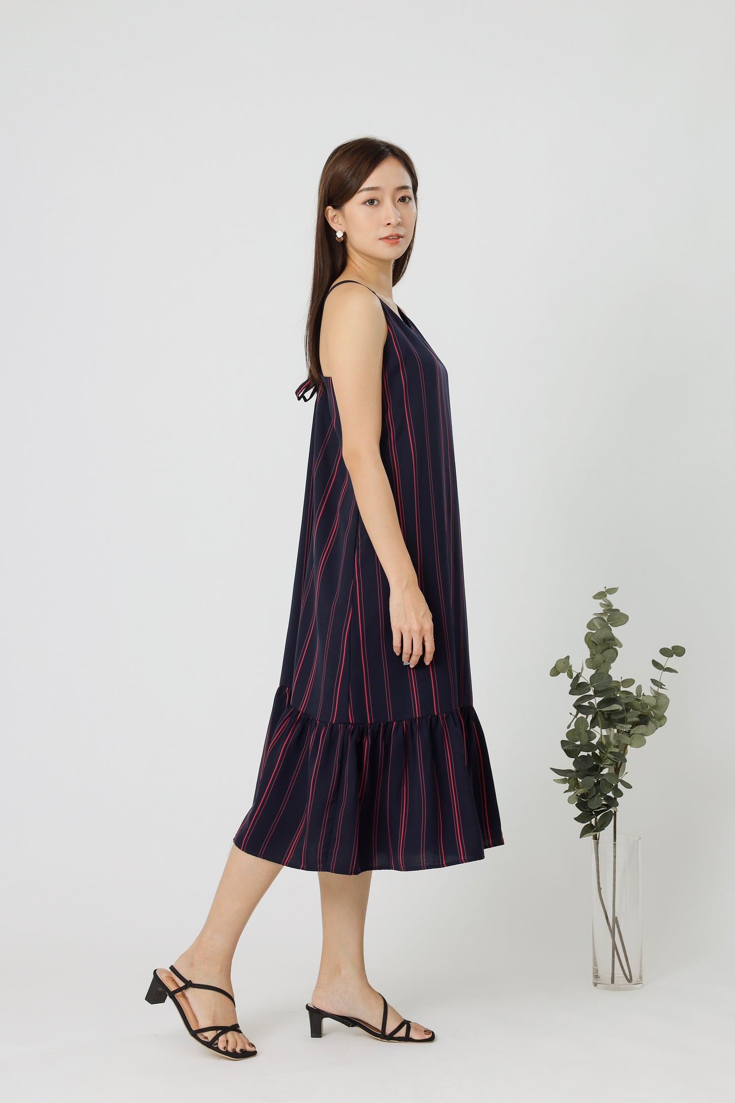 Andrea Back Ribbon Midi Dress - Coloured