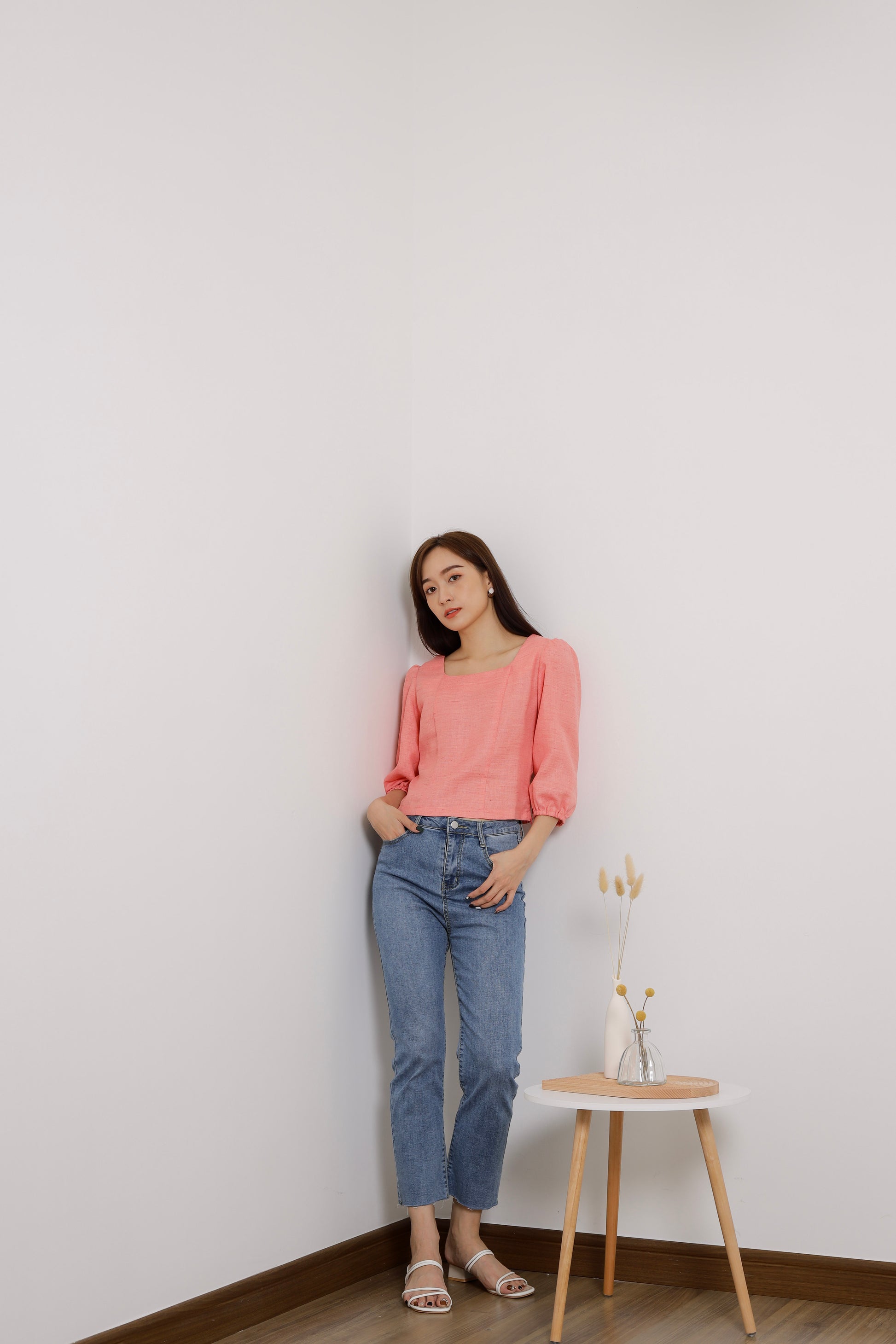 Avery Square Neck Top - Coral