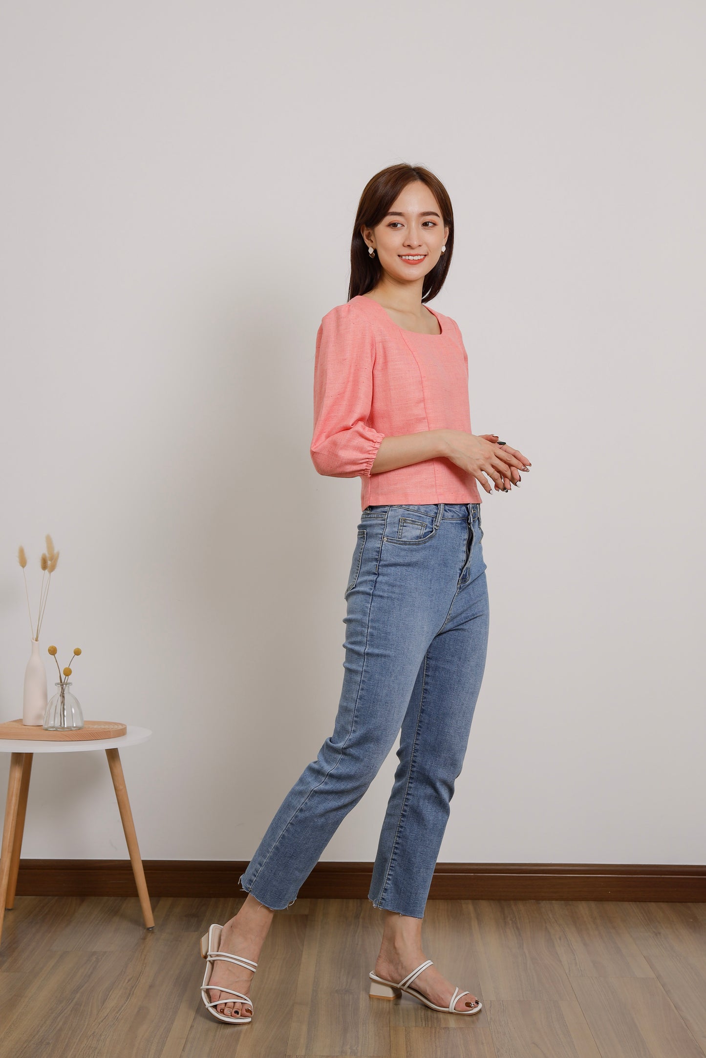 Avery Square Neck Top - Coral