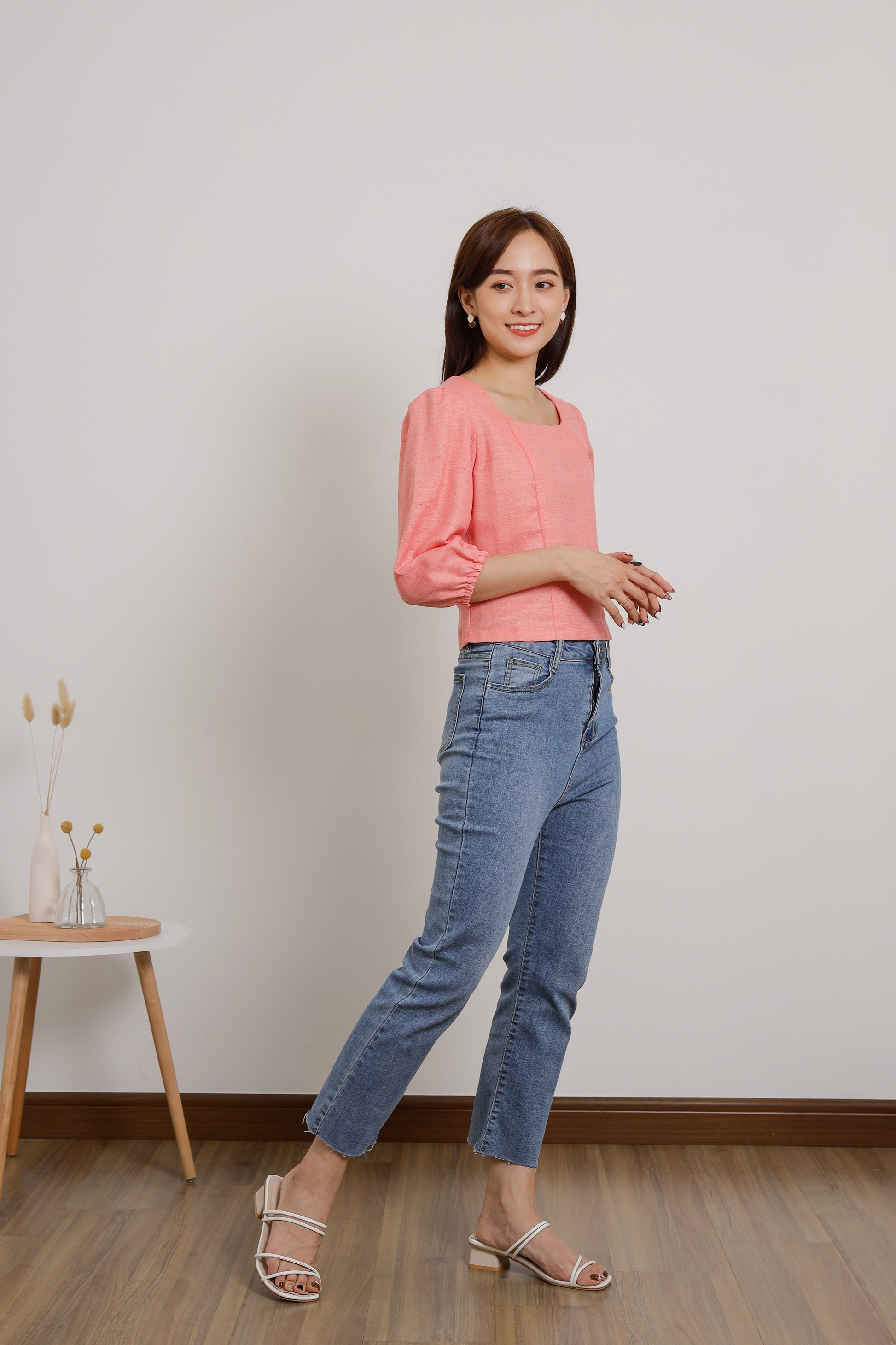 Avery Square Neck Top - Coral