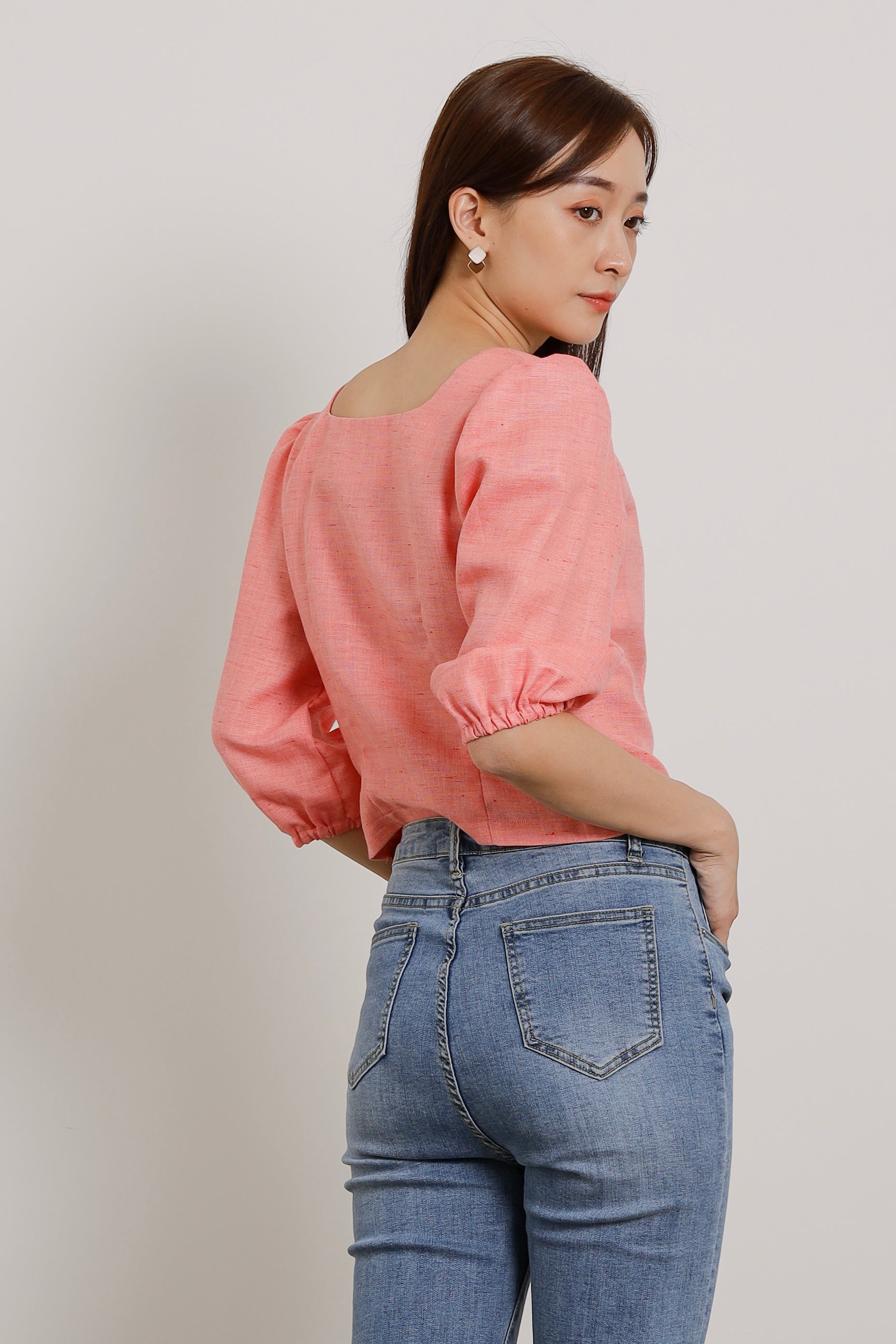 Avery Square Neck Top - Coral