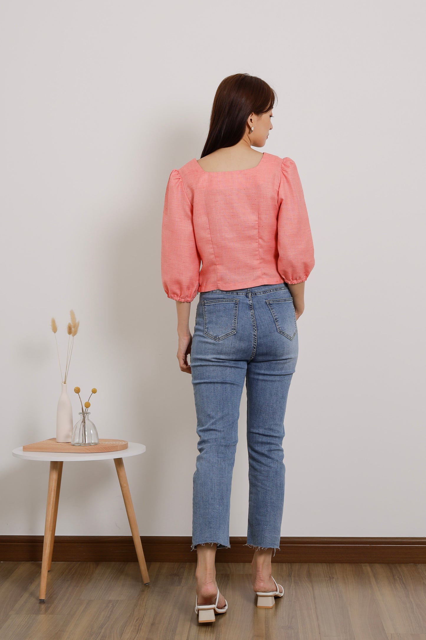 Avery Square Neck Top - Coral