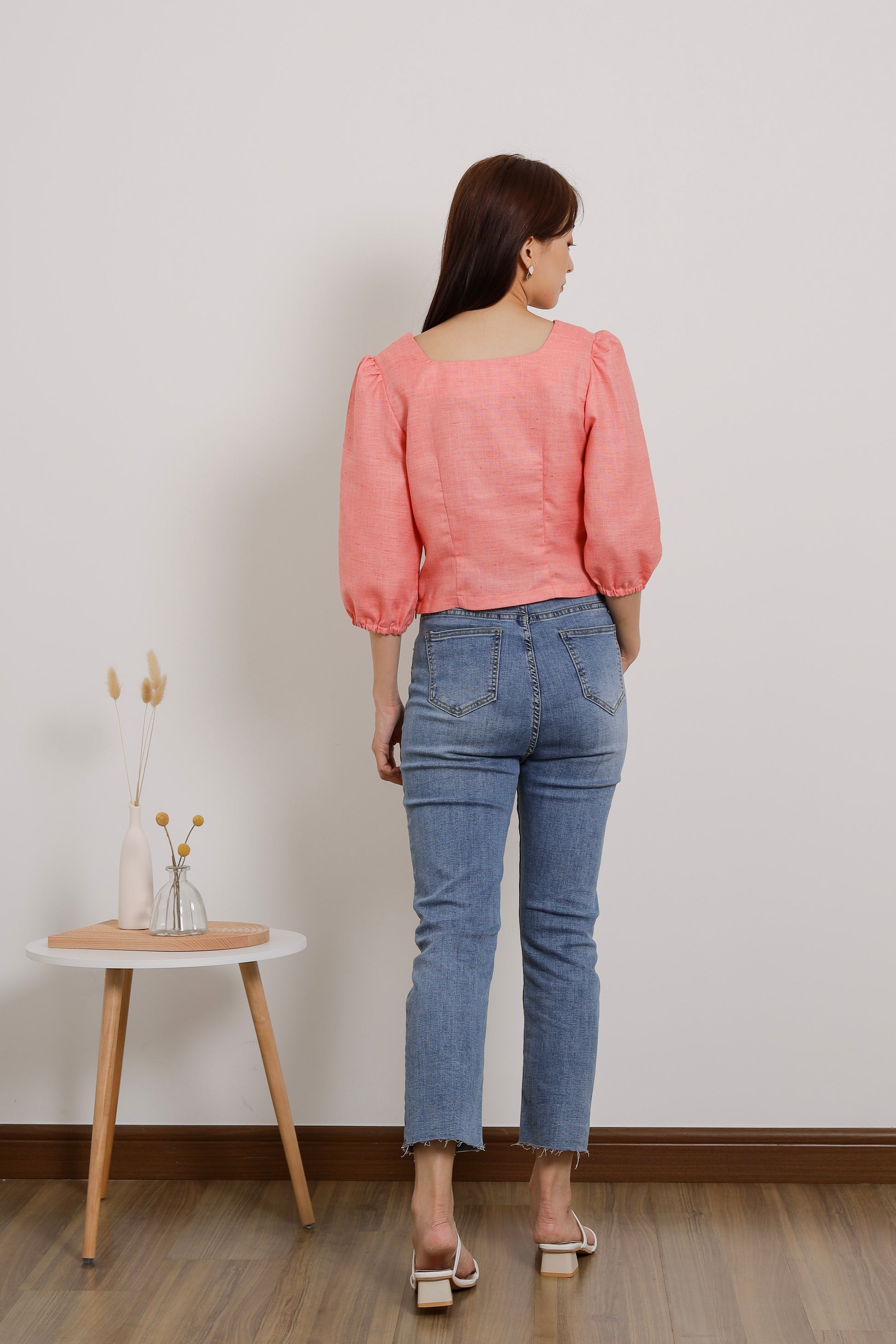 Avery Square Neck Top - Coral
