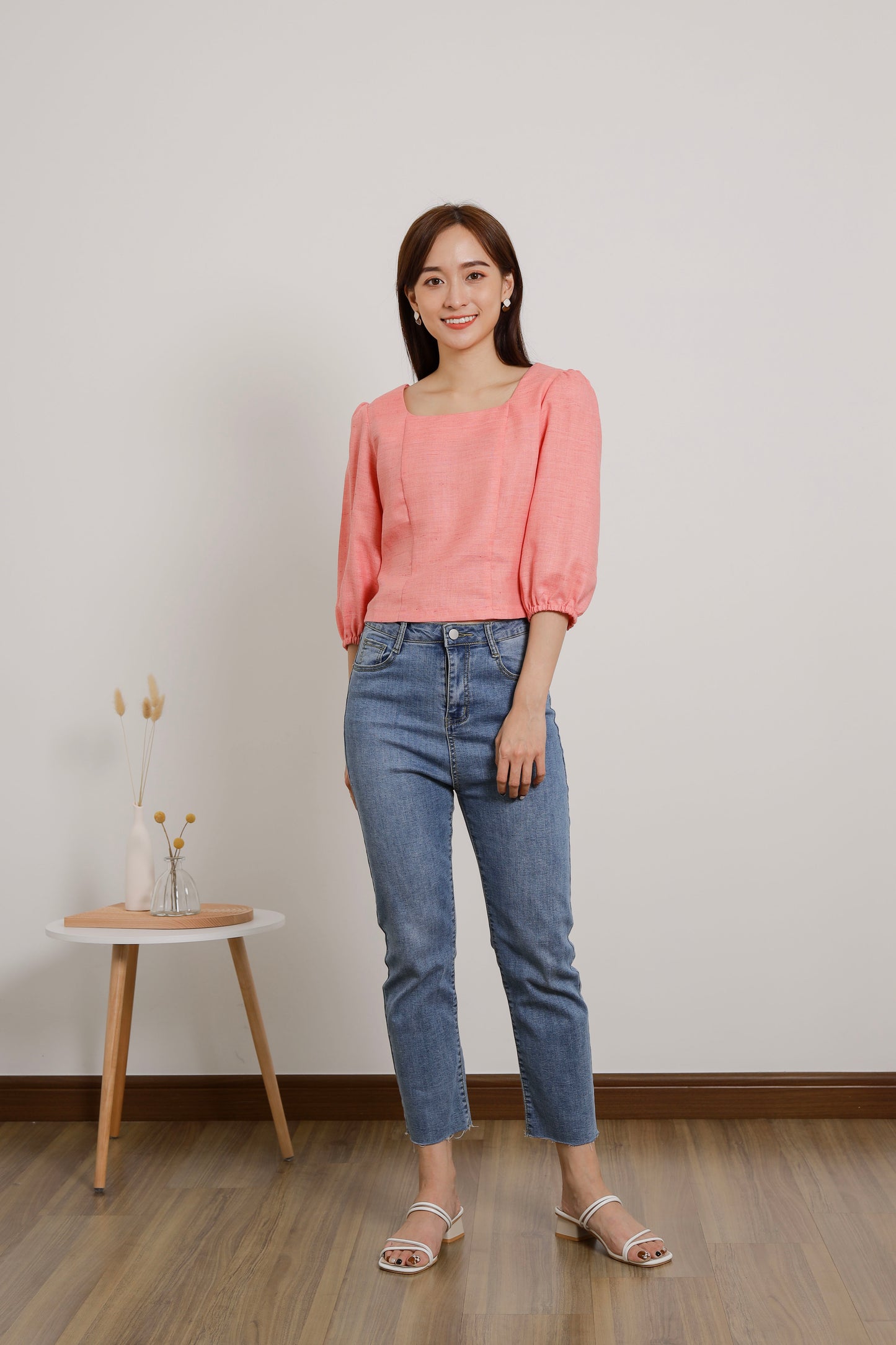 Avery Square Neck Top - Coral