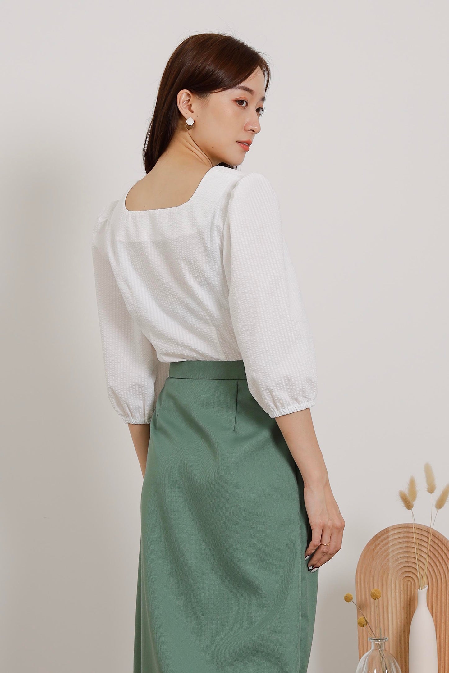 Avery Square Neck Top - White