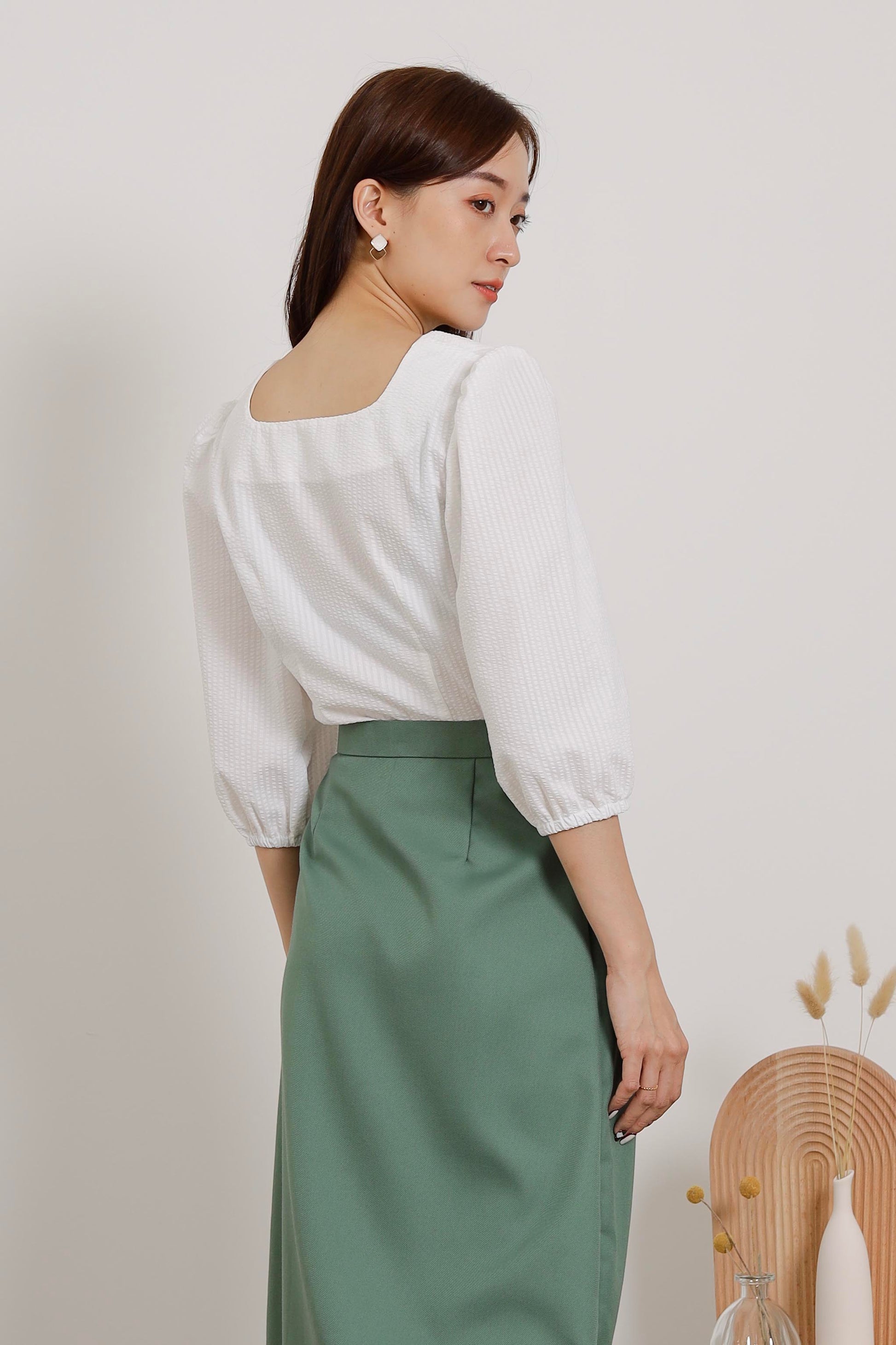 Avery Square Neck Top - White