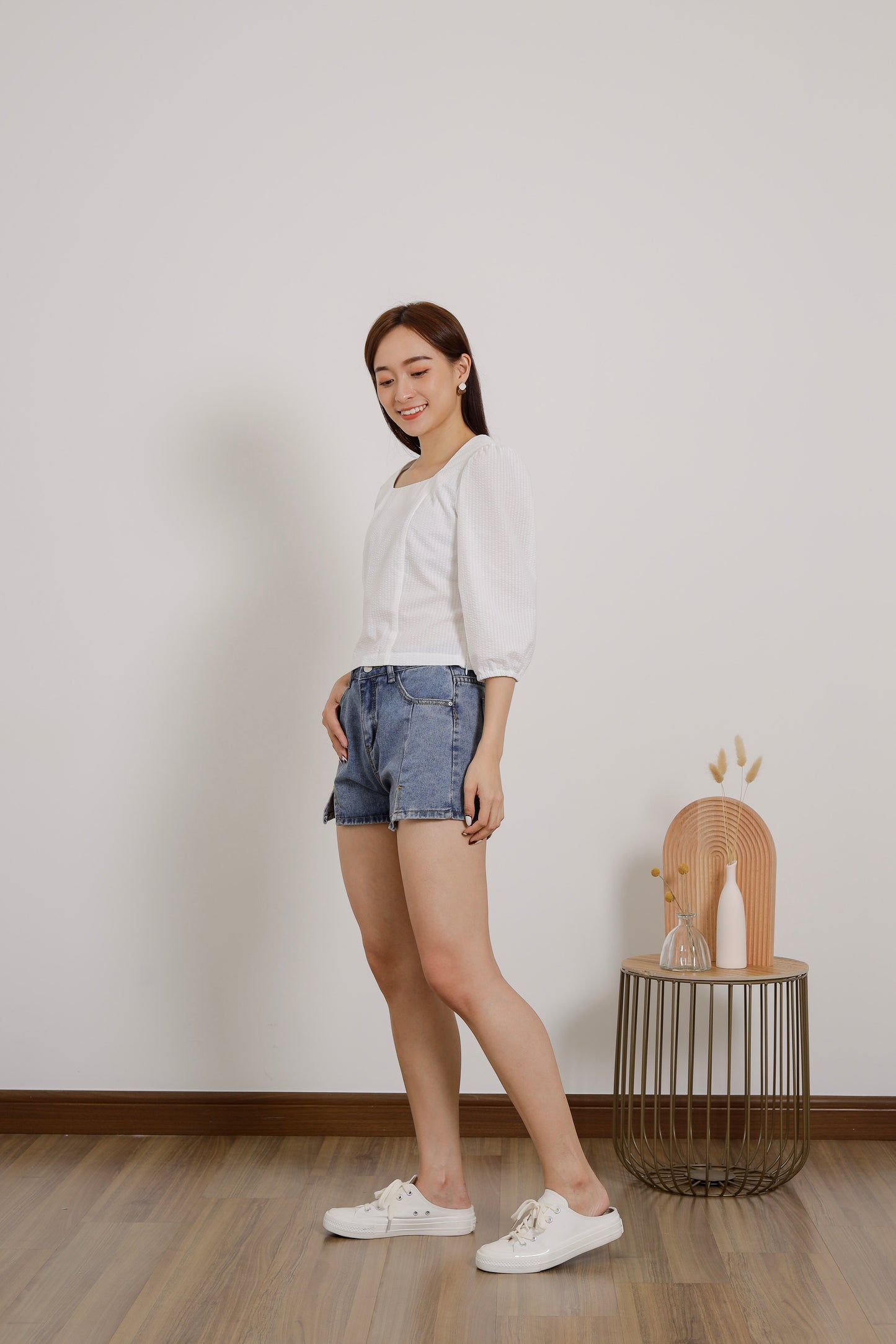 Avery Square Neck Top - White