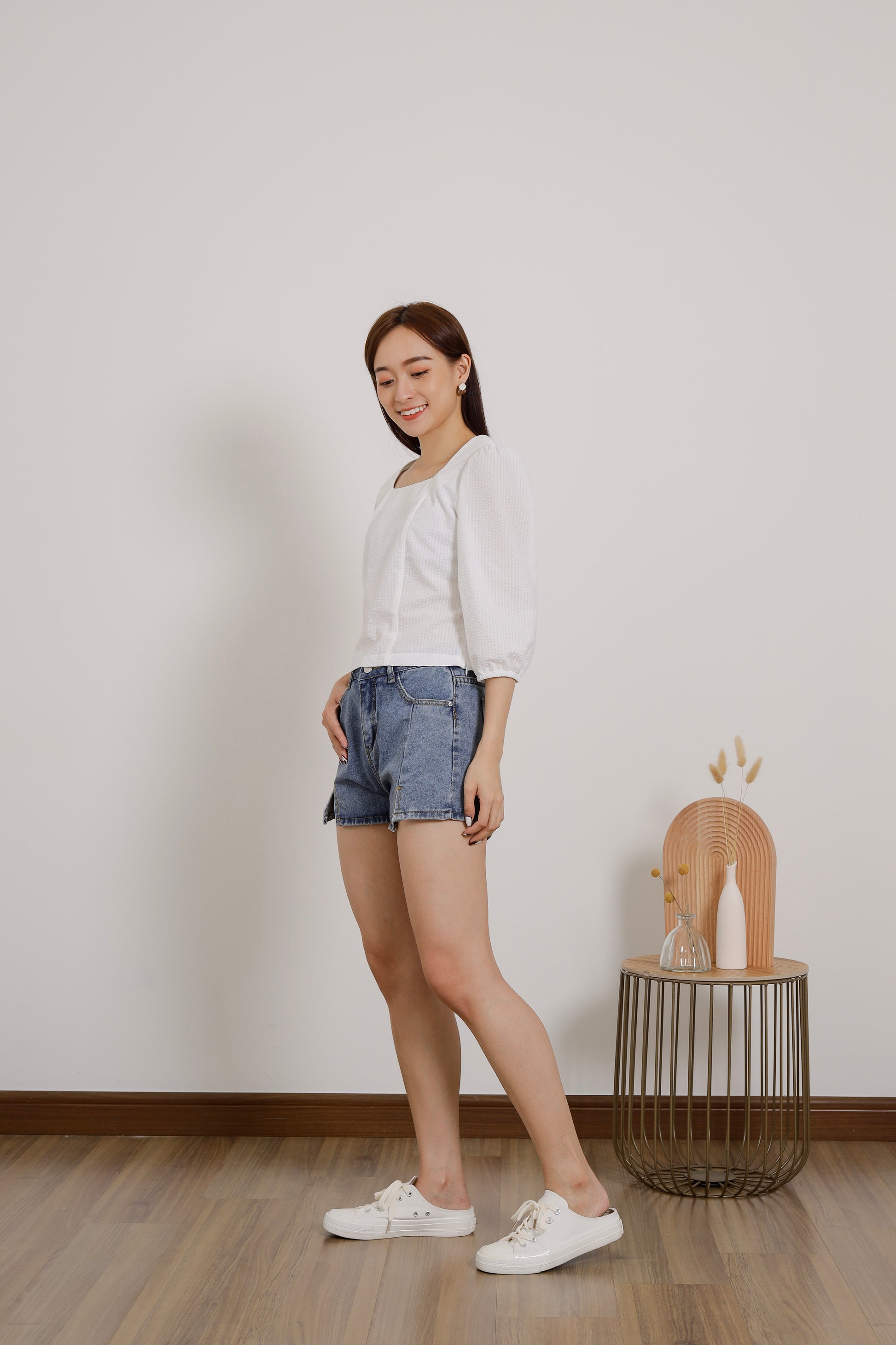 Avery Square Neck Top - White
