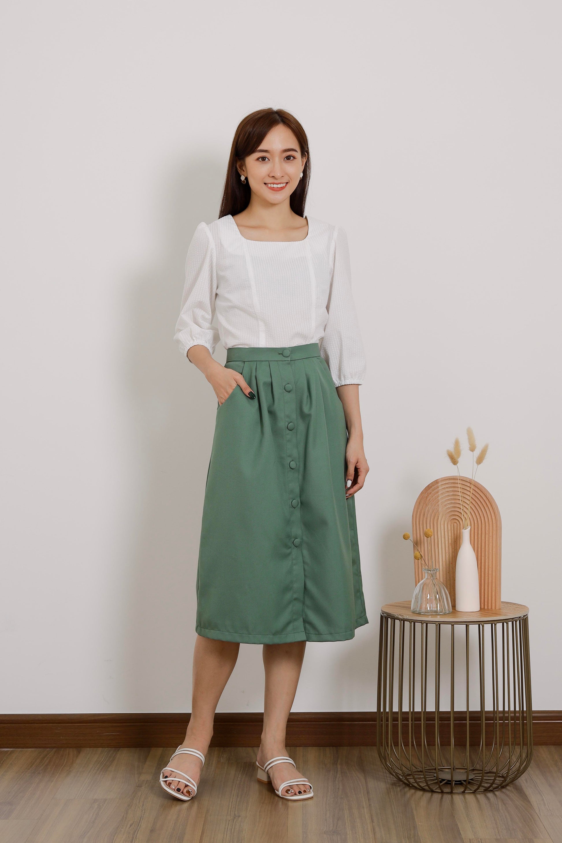 Avery Square Neck Top - White