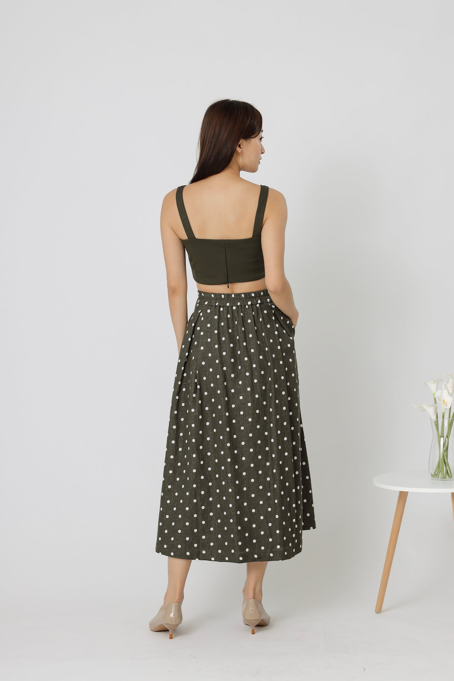 Beatriz Printed Flare Skirt - Army Green