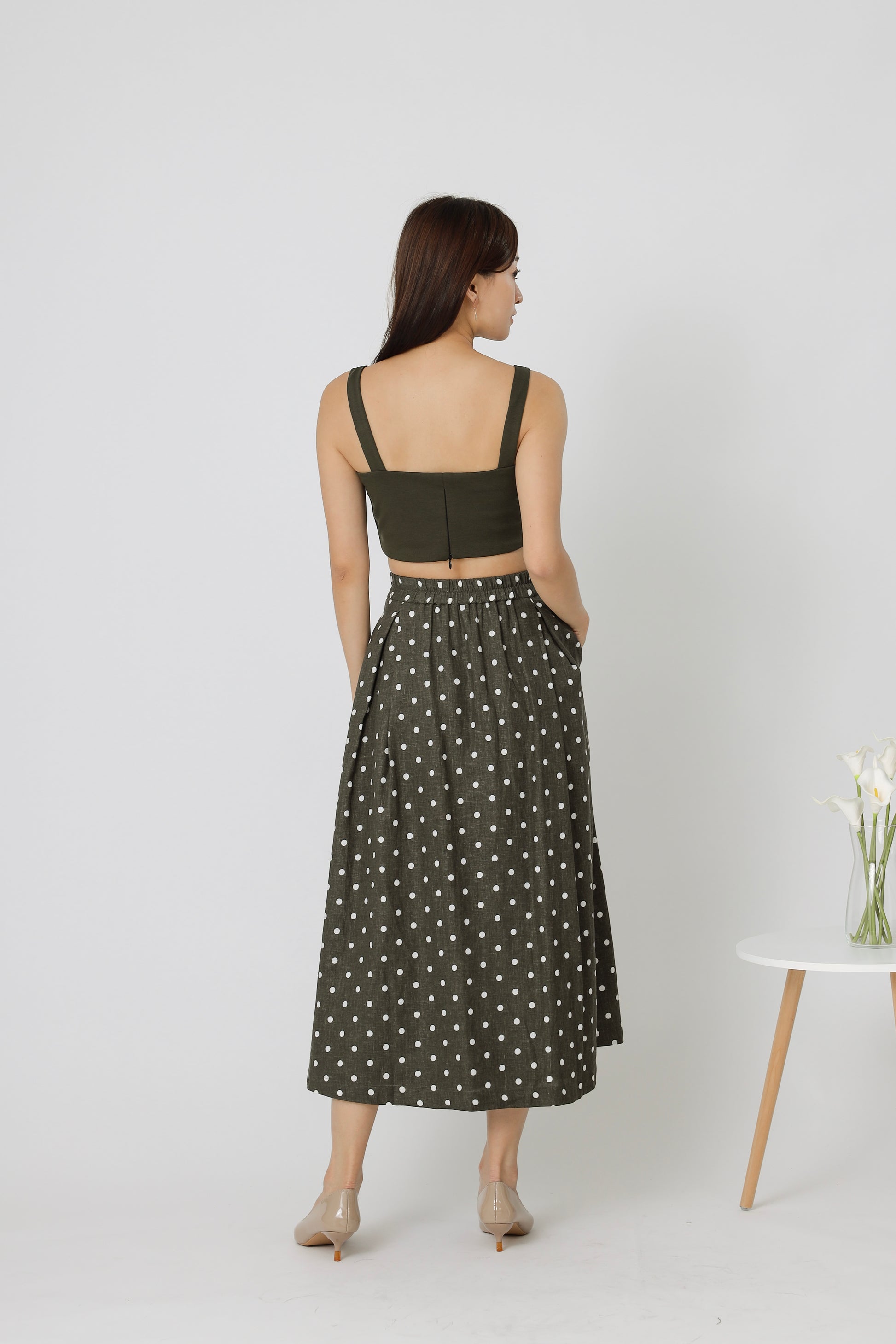 Beatriz Printed Flare Skirt - Army Green