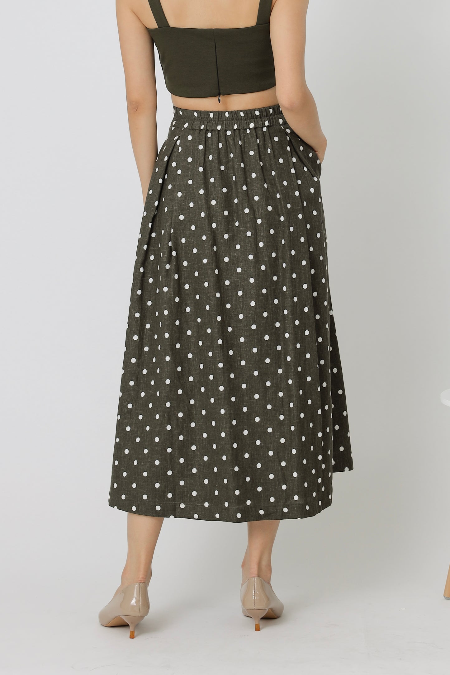 Beatriz Printed Flare Skirt - Army Green