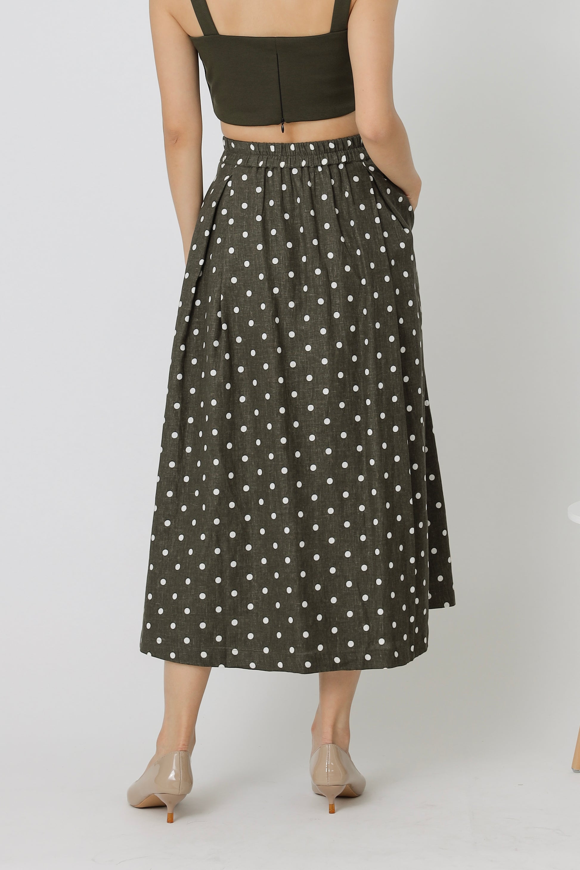 Beatriz Printed Flare Skirt - Army Green