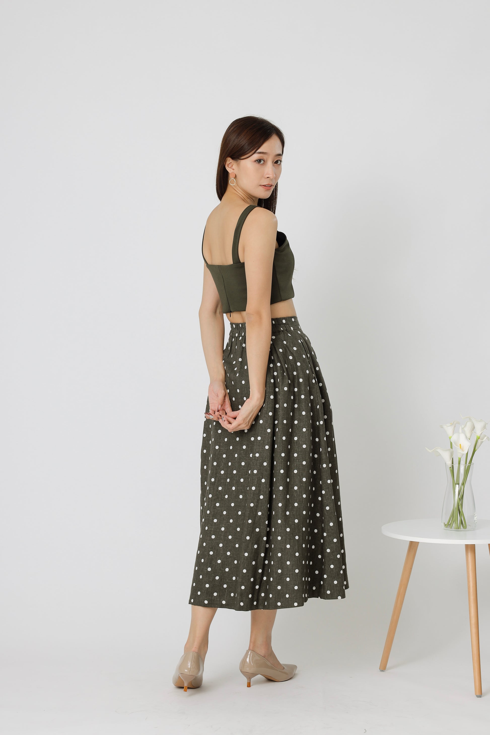 Beatriz Printed Flare Skirt - Army Green