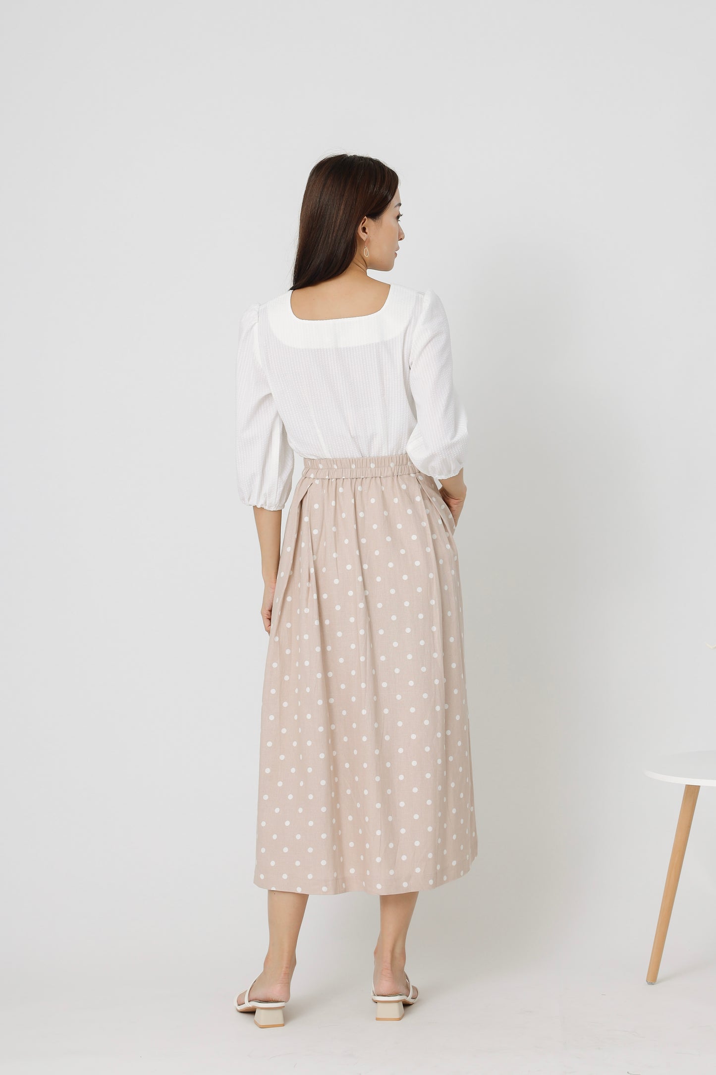 Beatriz Printed Flare Skirt - Beige