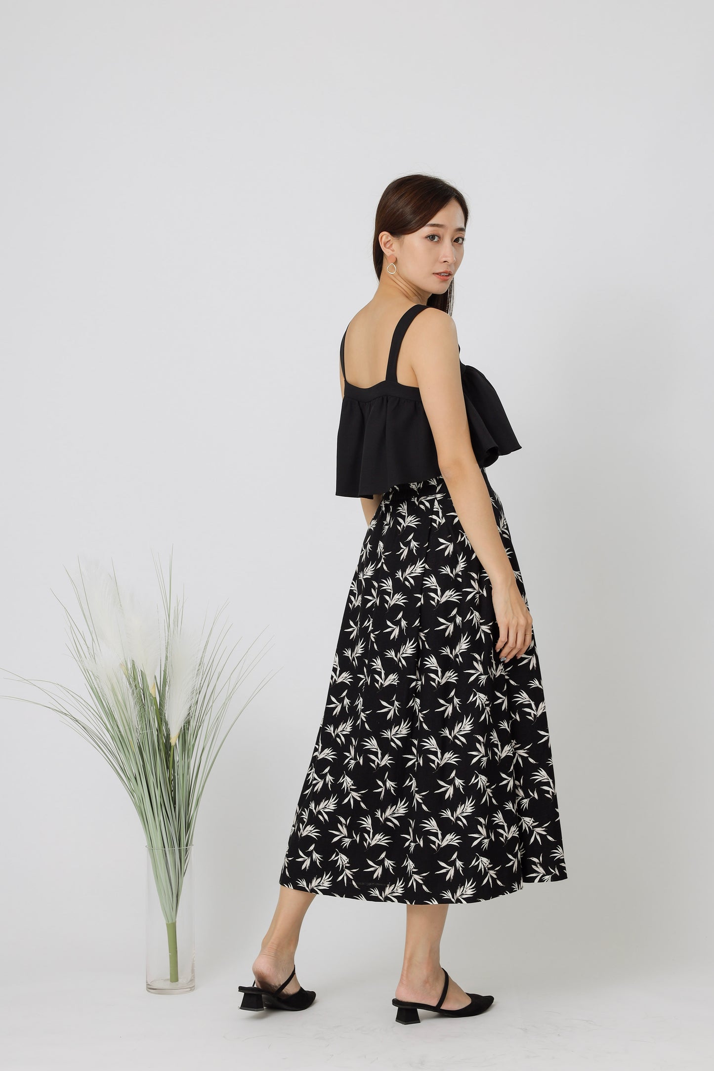 Beatriz Printed Flare Skirt - Black