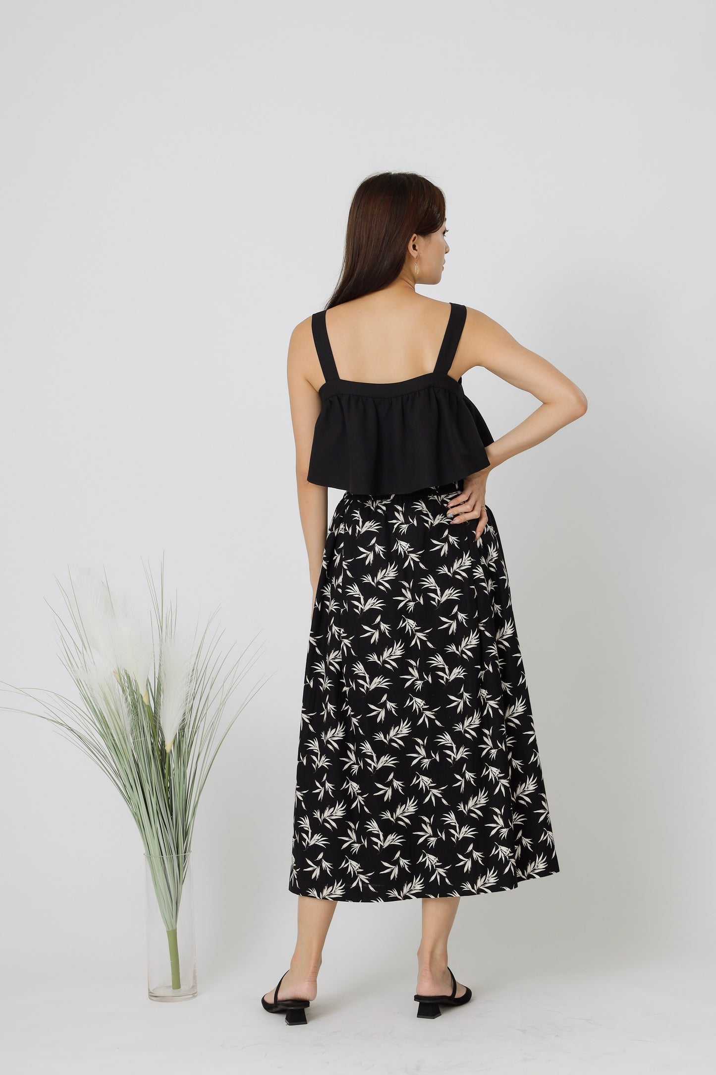 Beatriz Printed Flare Skirt - Black