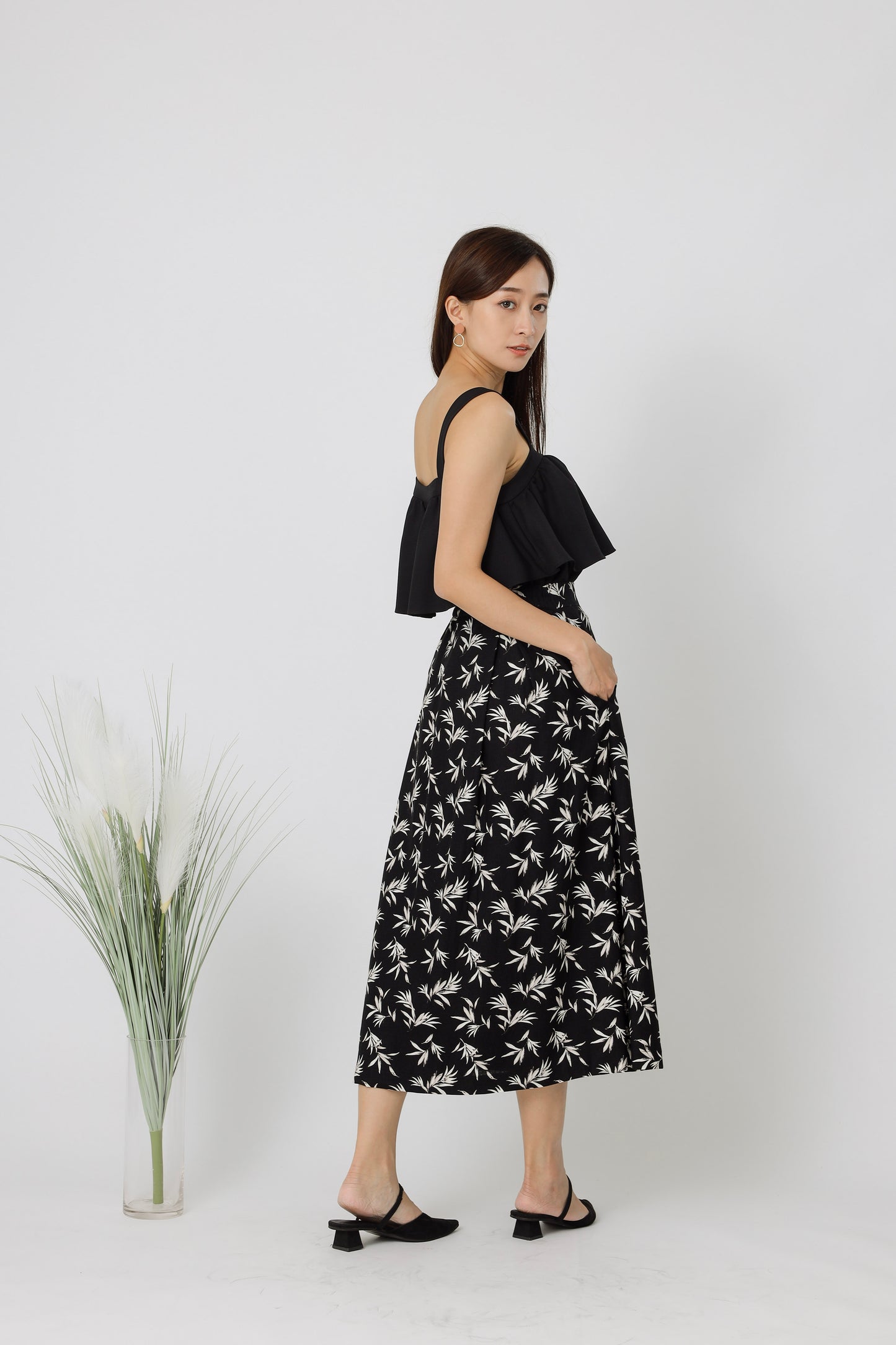 Beatriz Printed Flare Skirt - Black