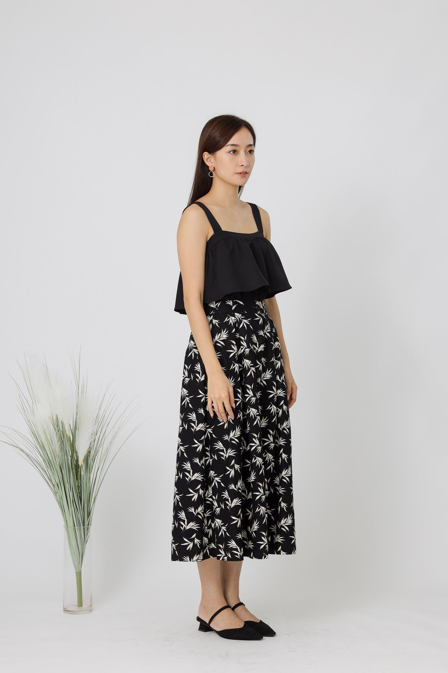 Beatriz Printed Flare Skirt - Black