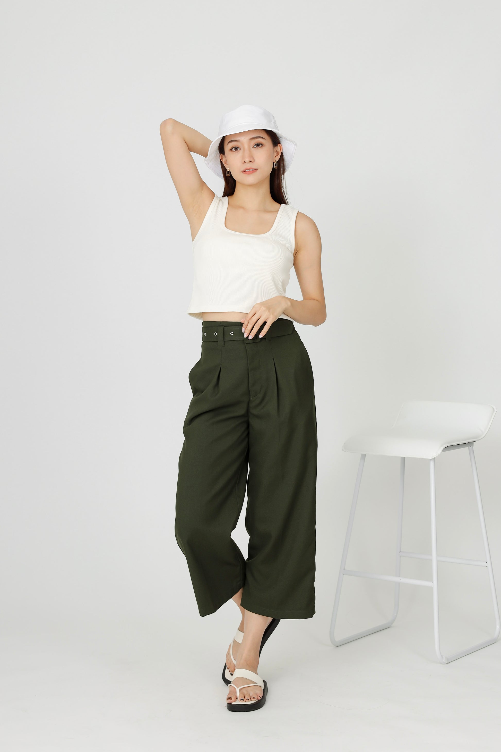 Billie Wide Leg Pant - Army Green