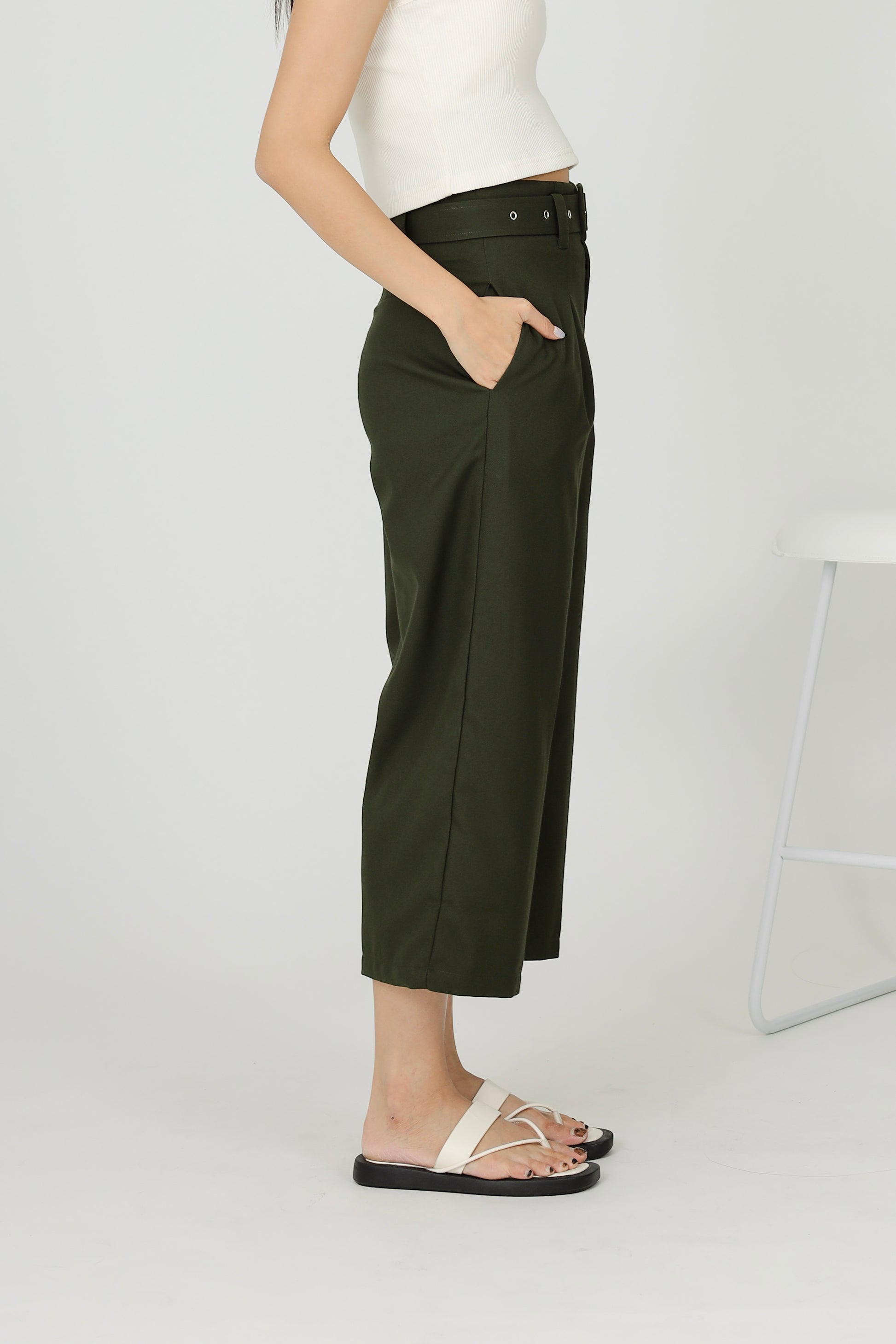 Billie Wide Leg Pant - Army Green