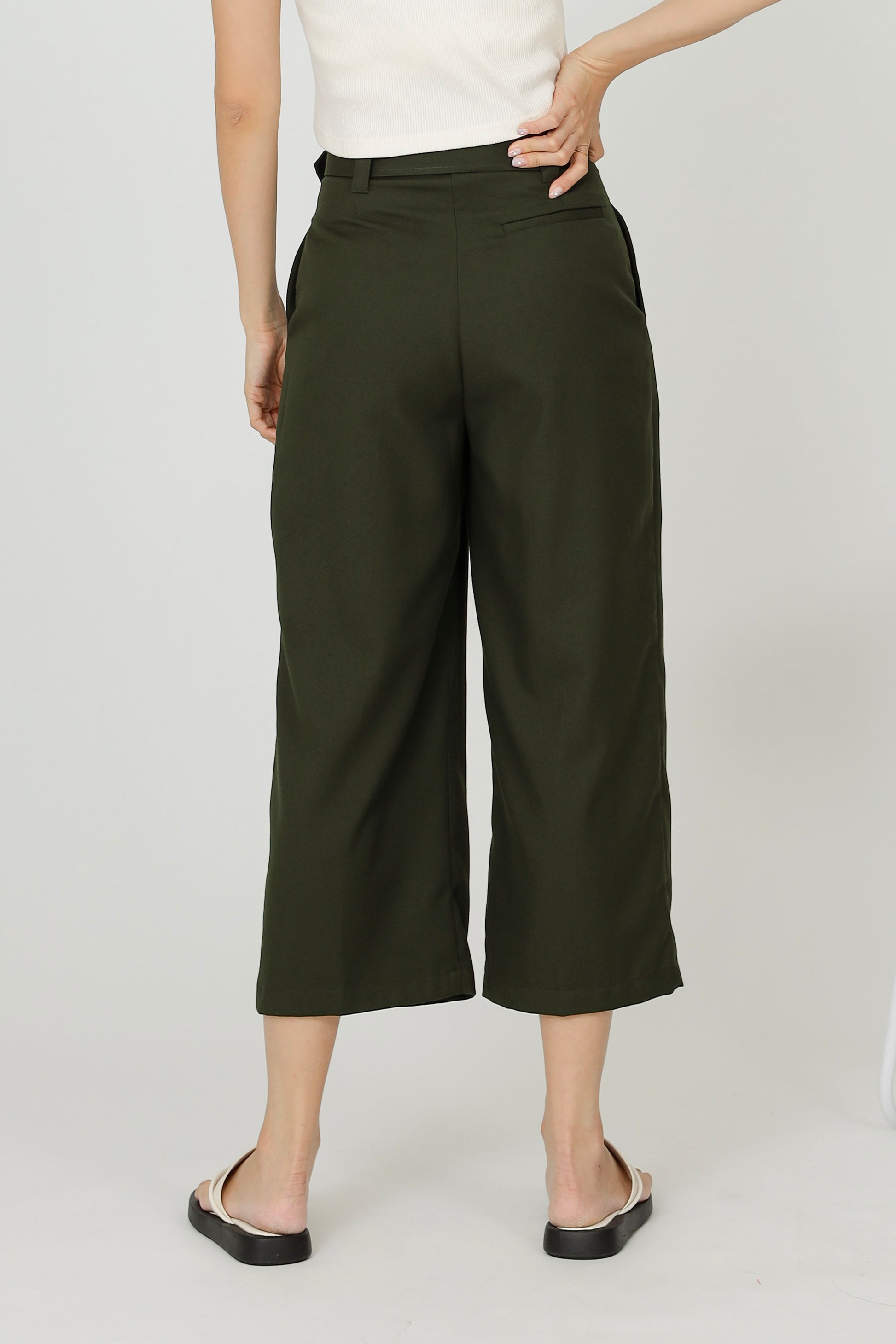 Billie Wide Leg Pant - Army Green