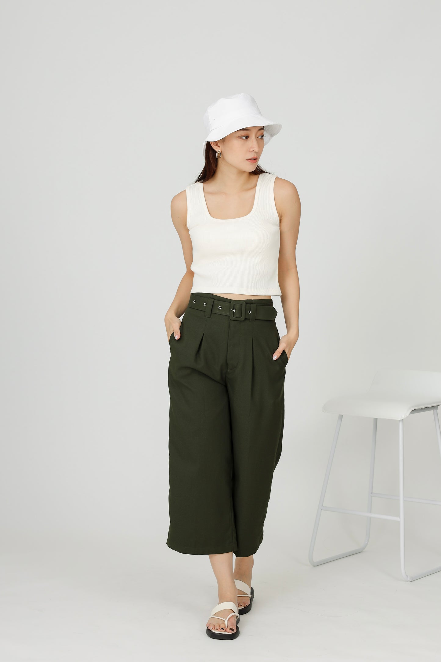 Billie Wide Leg Pant - Army Green