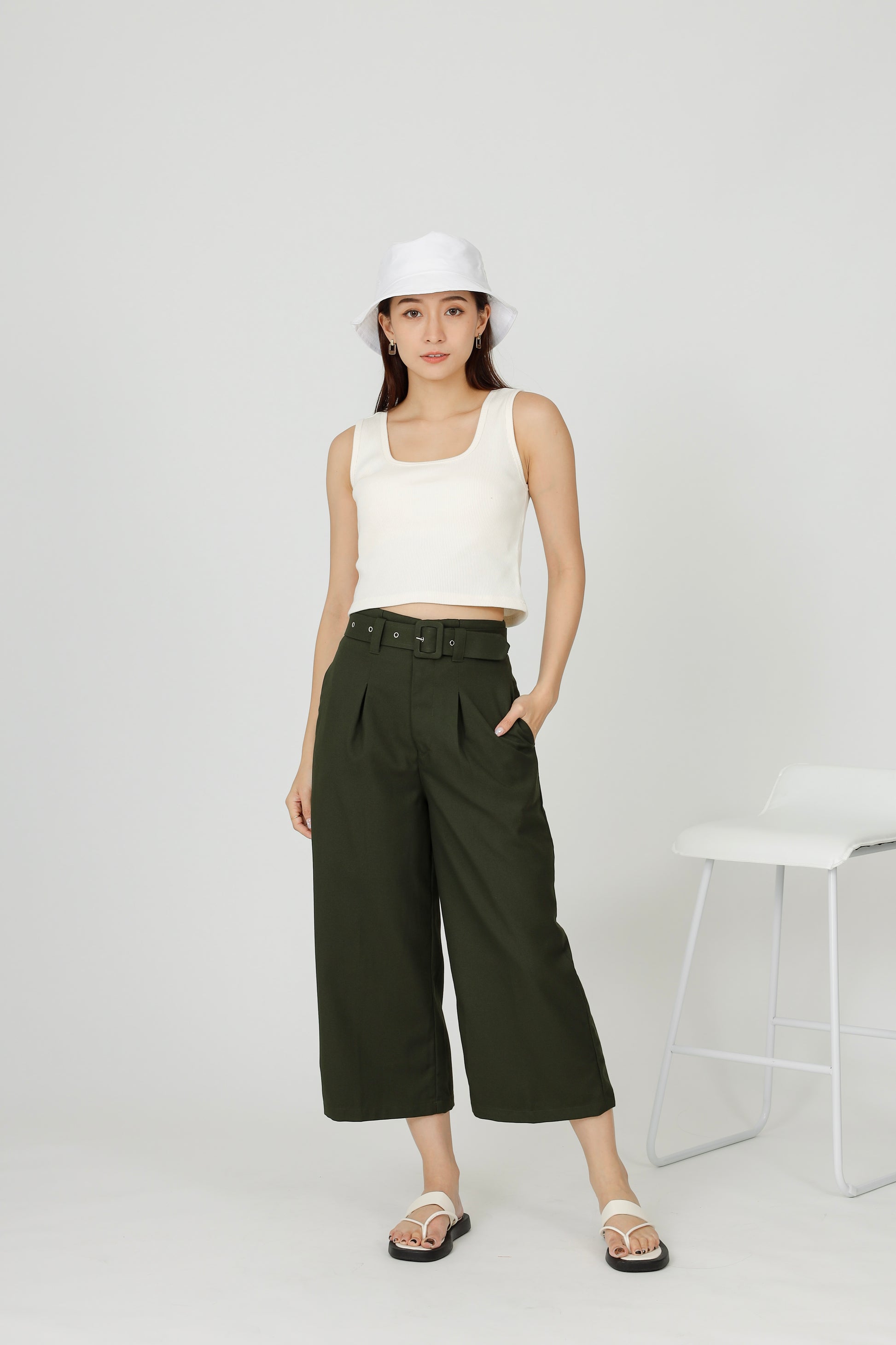 Billie Wide Leg Pant - Army Green