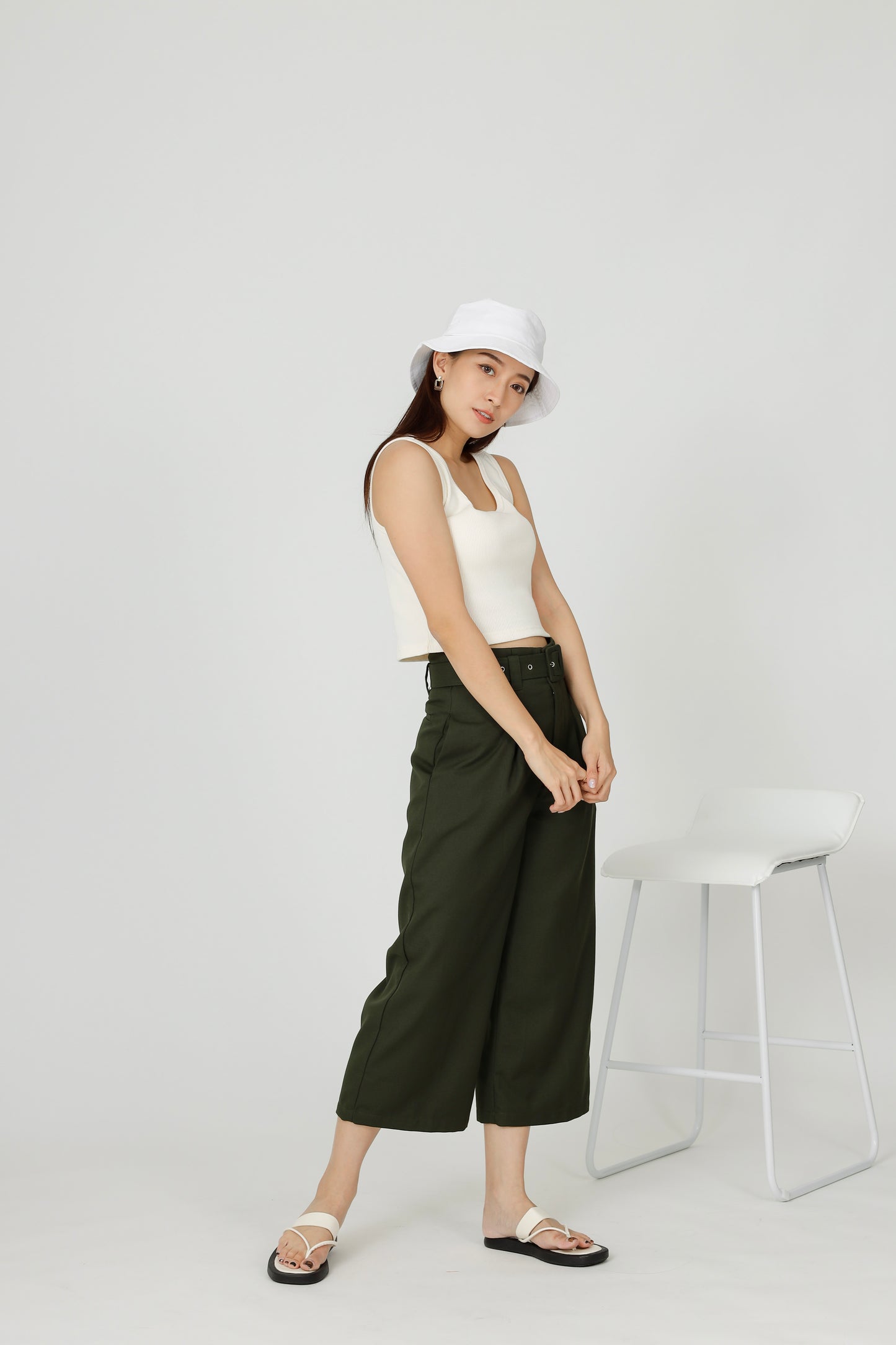 Billie Wide Leg Pant - Army Green