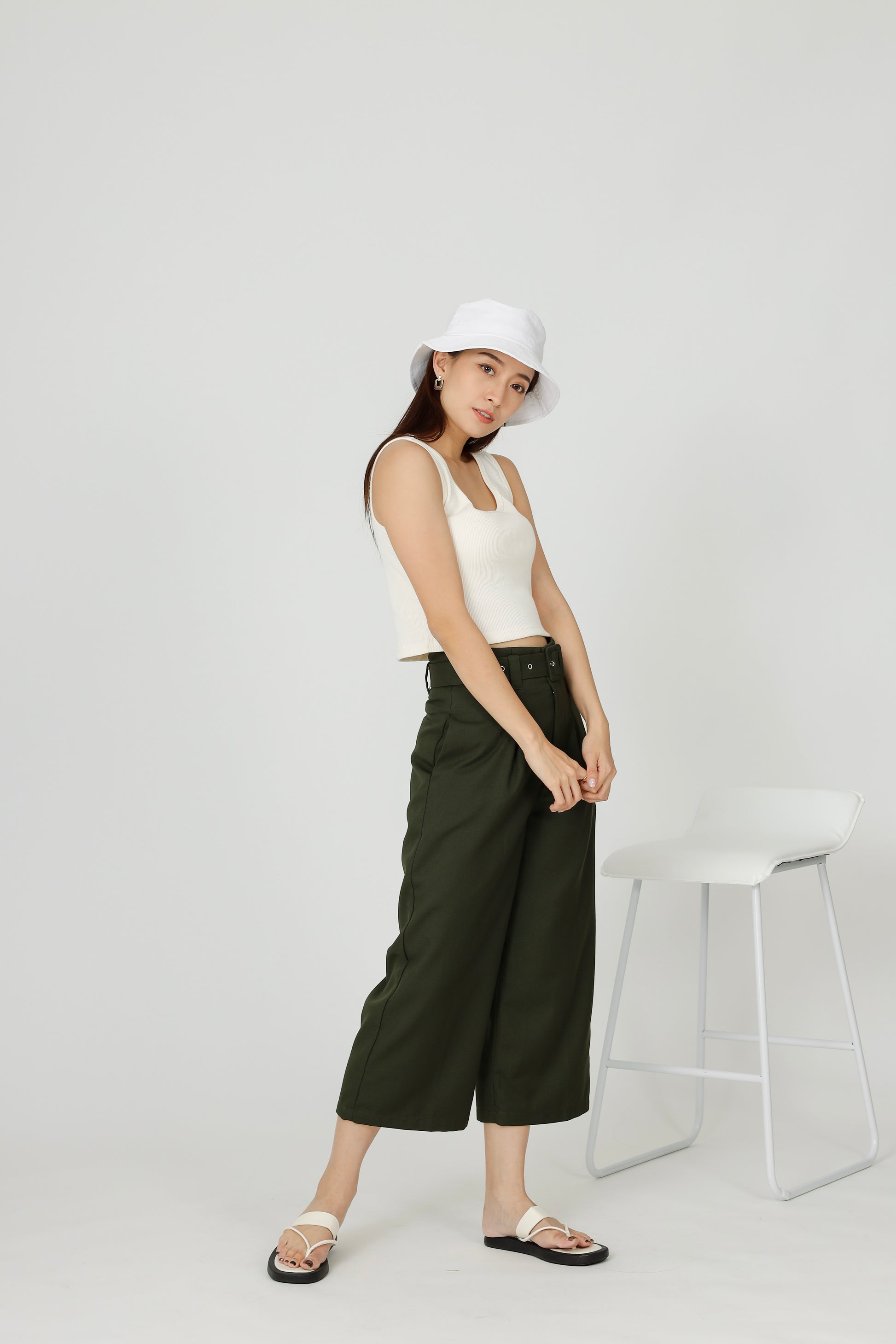 Billie Wide Leg Pant - Army Green
