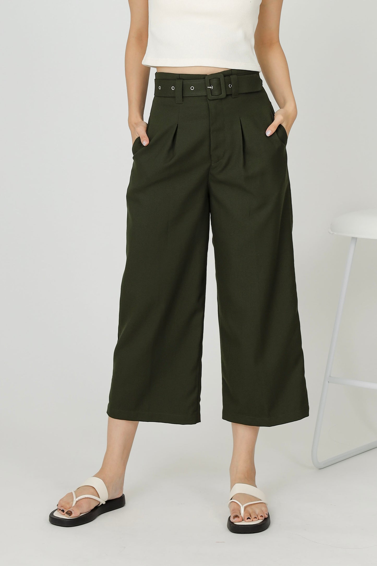 Billie Wide Leg Pant - Army Green