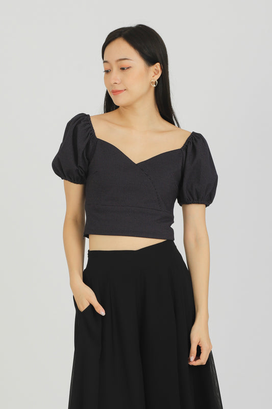 Braelynn Puff Sleeve Top - Navy