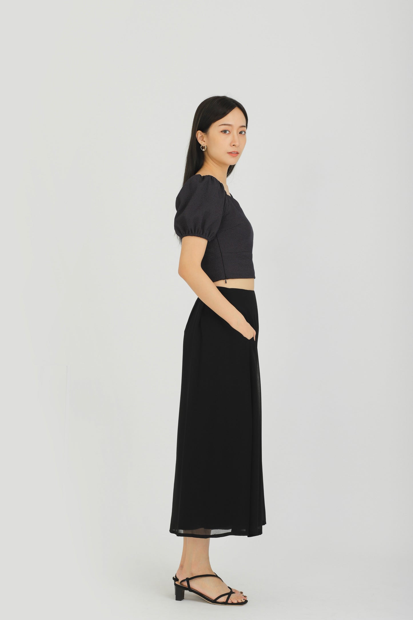 Braelynn Puff Sleeve Top - Navy