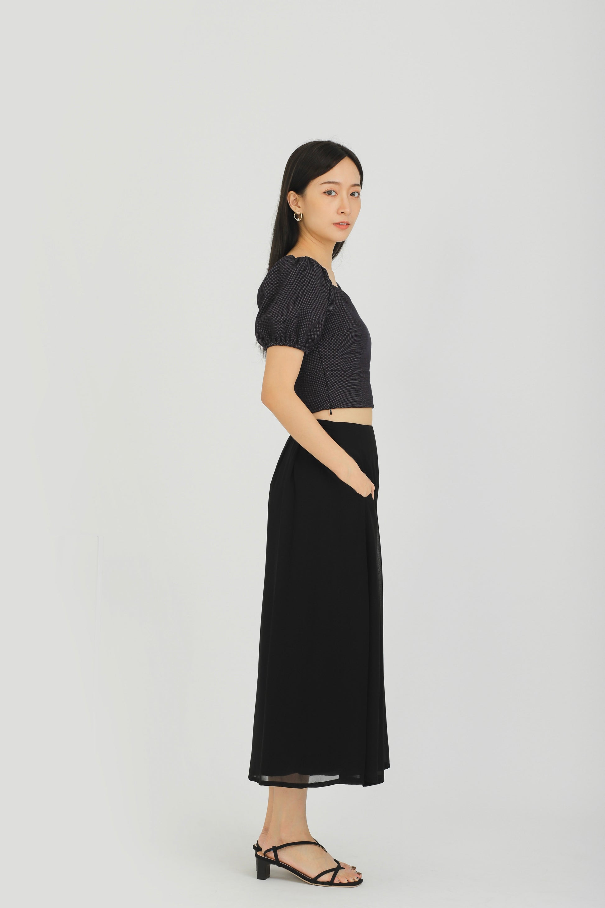 Braelynn Puff Sleeve Top - Navy