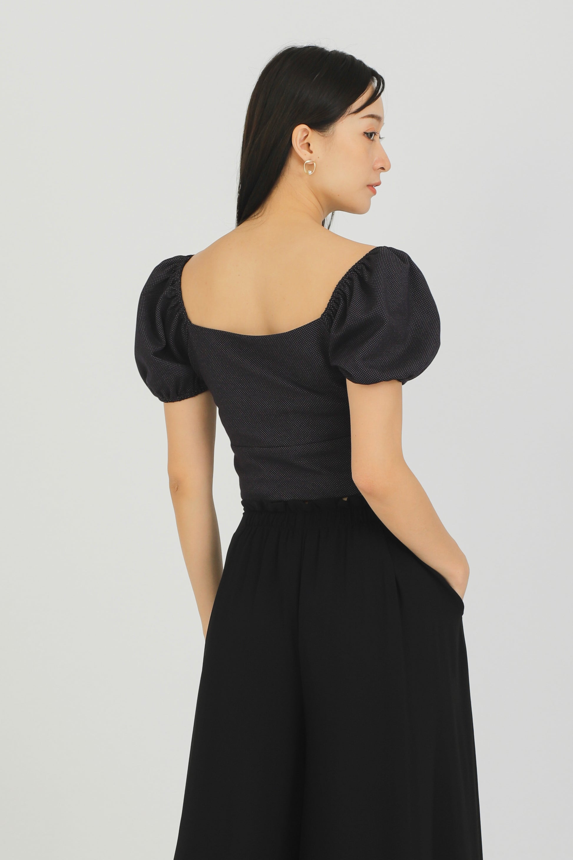 Braelynn Puff Sleeve Top - Navy