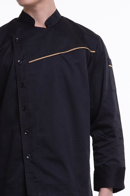 Long Sleeve Chef Jacket with Contrast Piping (FHE-1858)