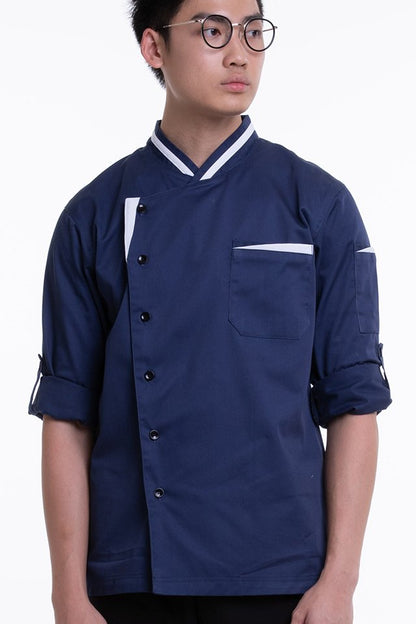 Long Sleeve Chef Jacket with Contrast Trim (FHE-1859)
