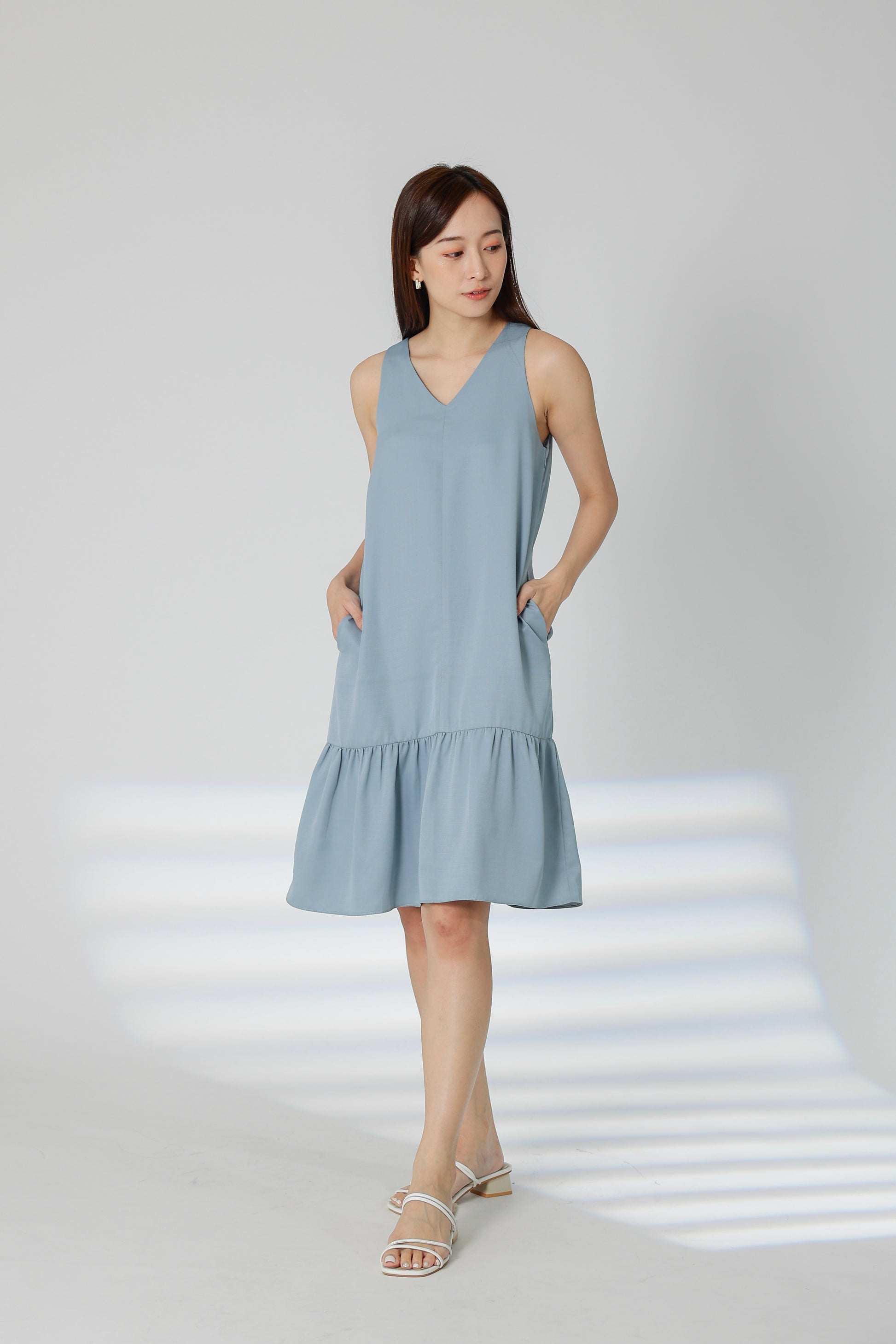 Dania Ruffles Shift Dress - Blue