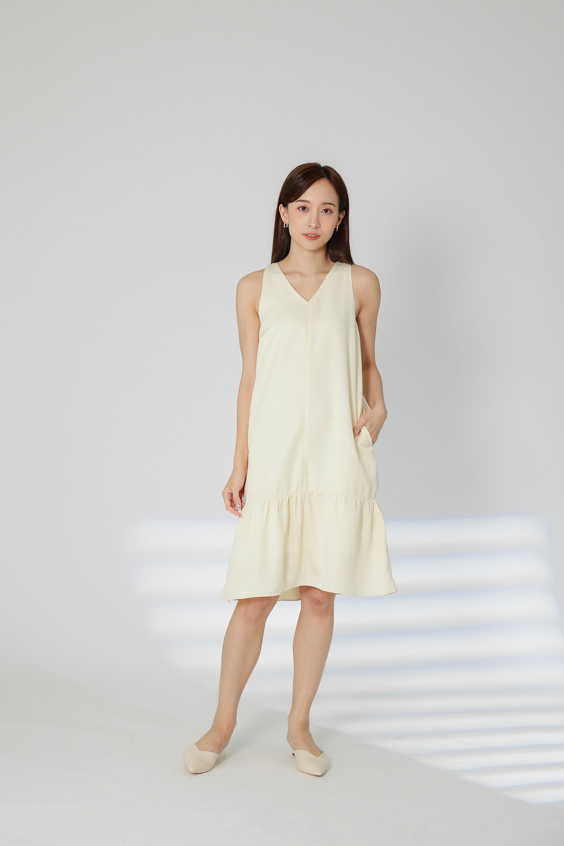 Dania Ruffles Shift Dress - Cream