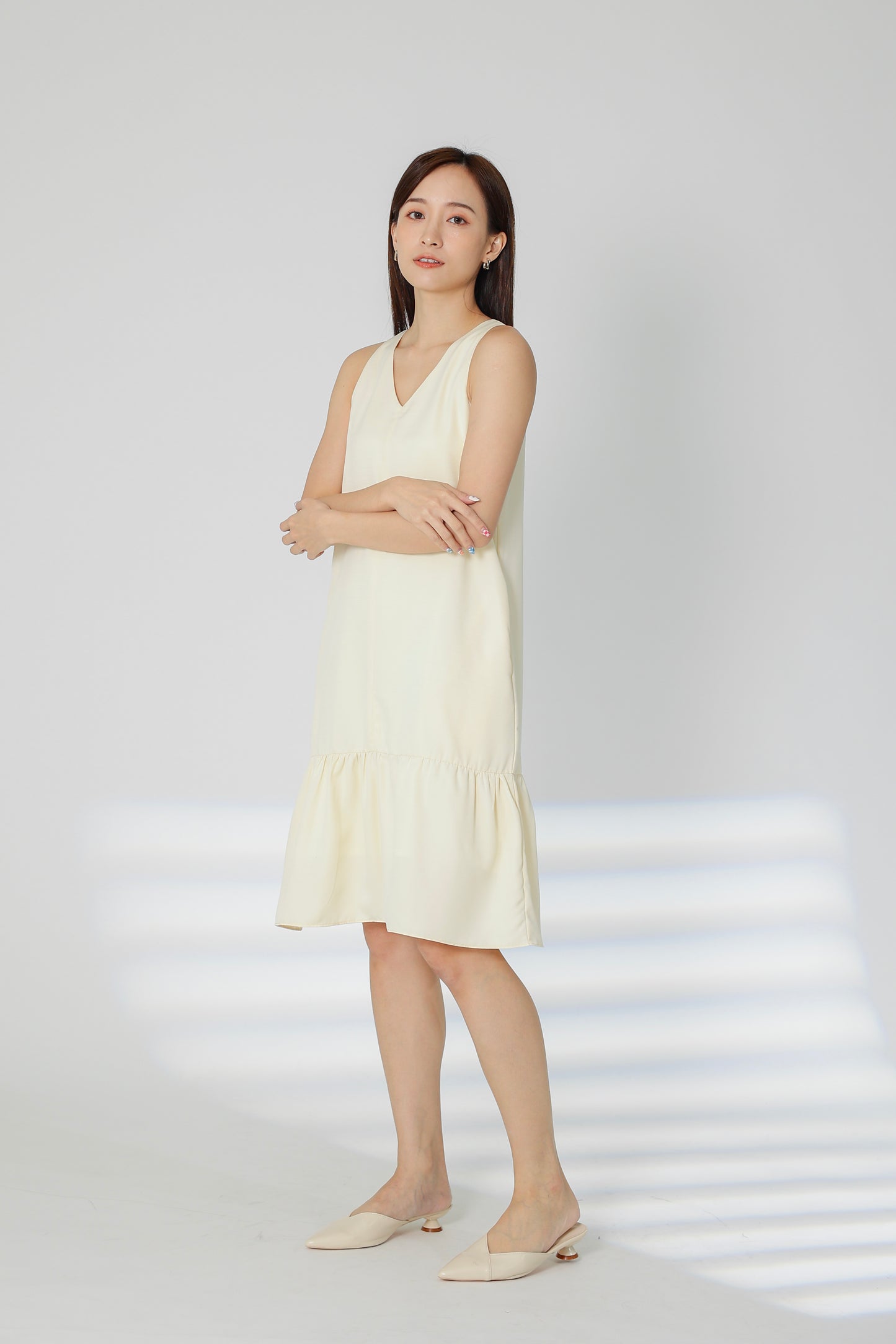 Dania Ruffles Shift Dress - Cream