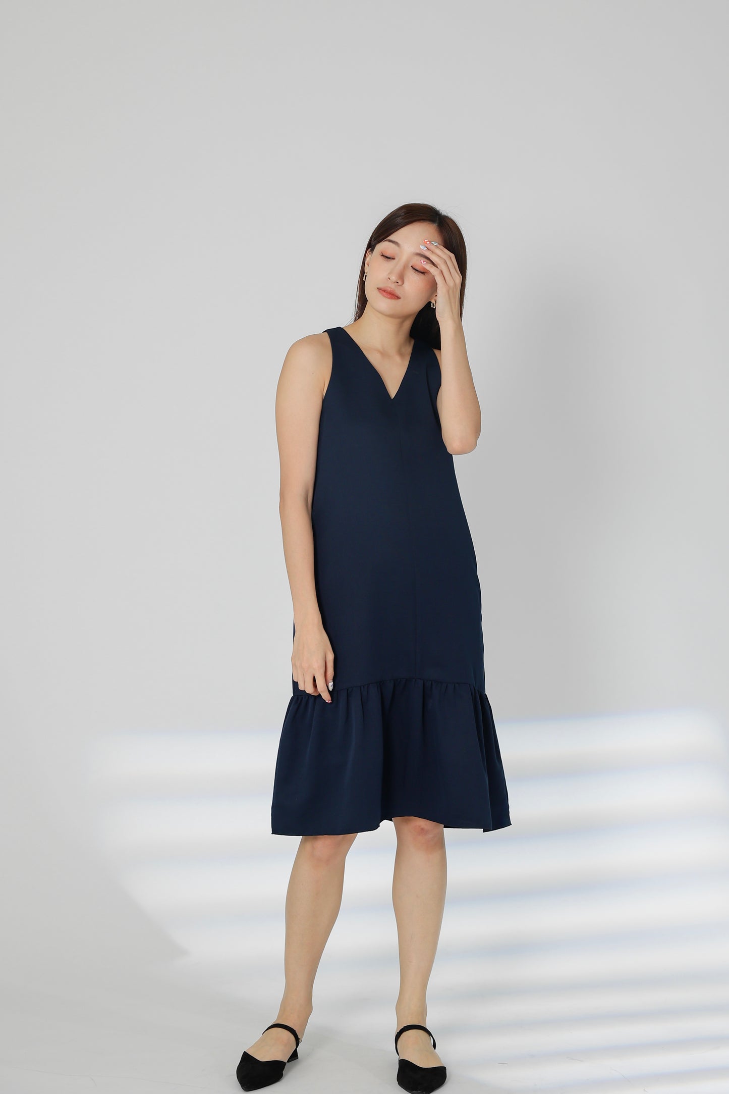 Hova Ruffles Shift Dress - Navy