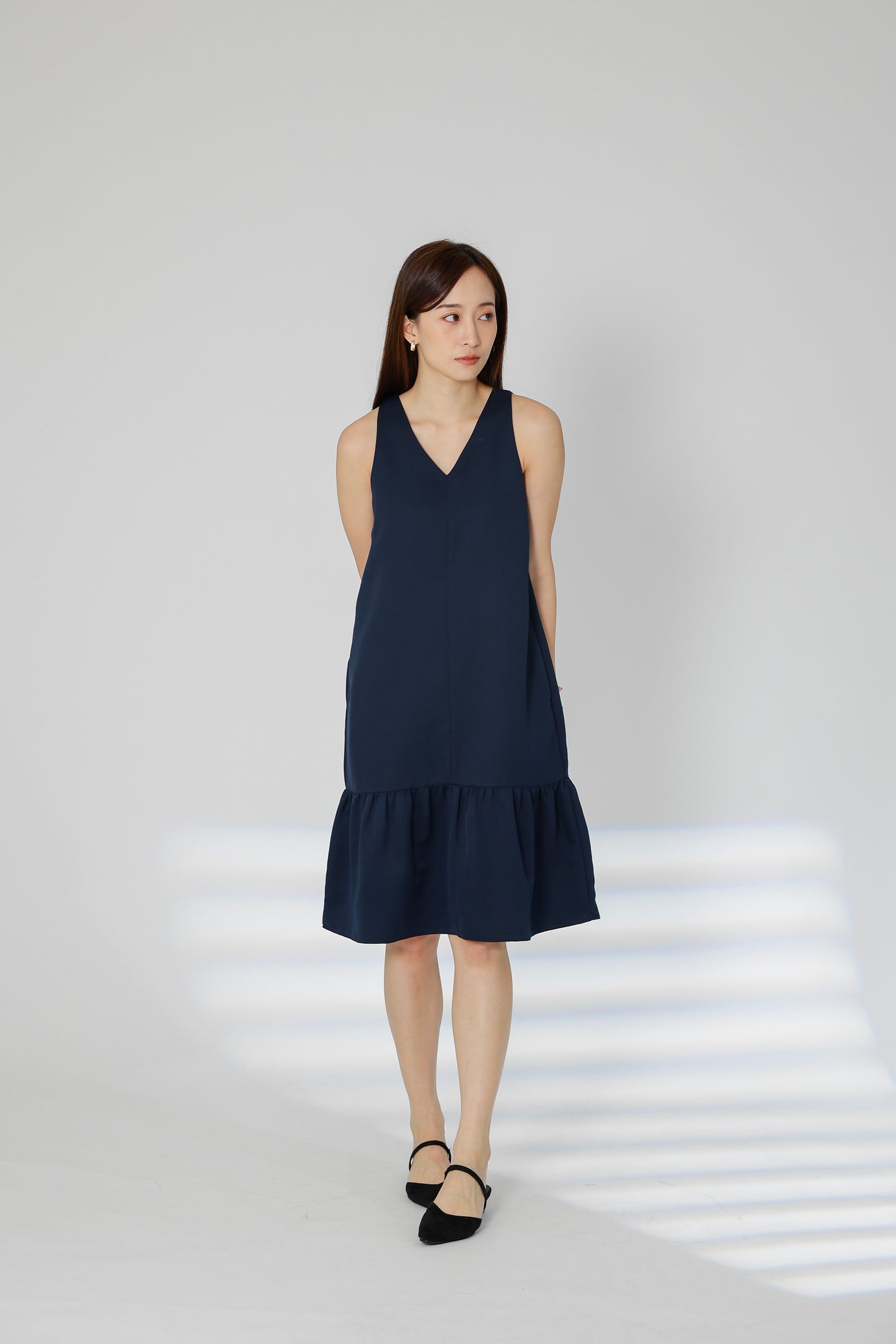Hova Ruffles Shift Dress - Navy