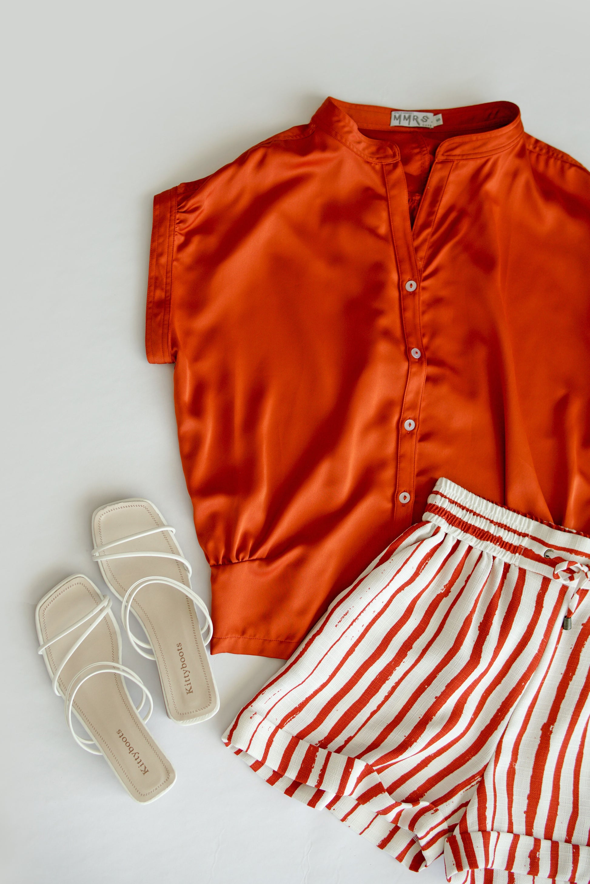 Ember Satin Blouse - Orange