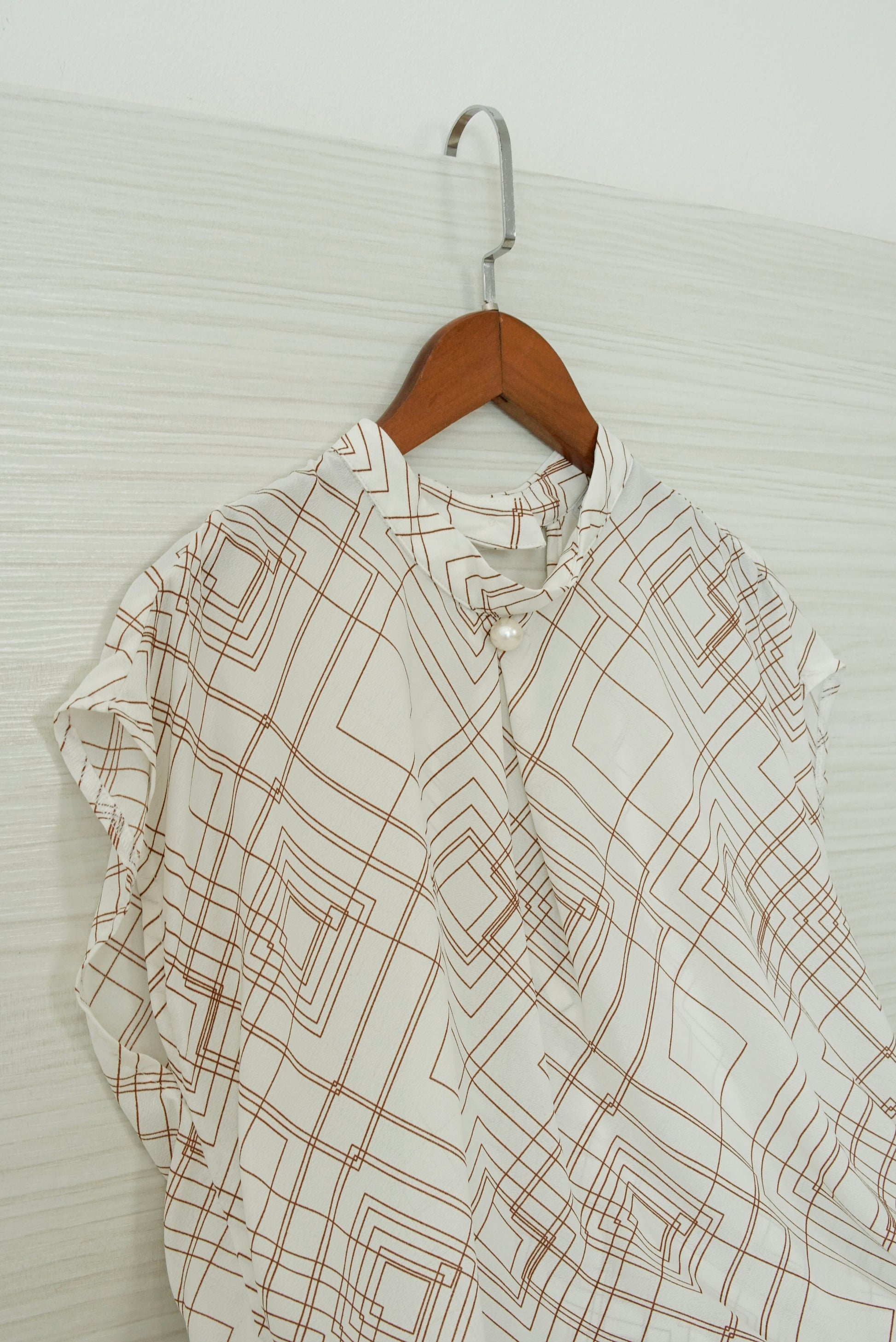 Estelle Abstract Print Top - Ivory