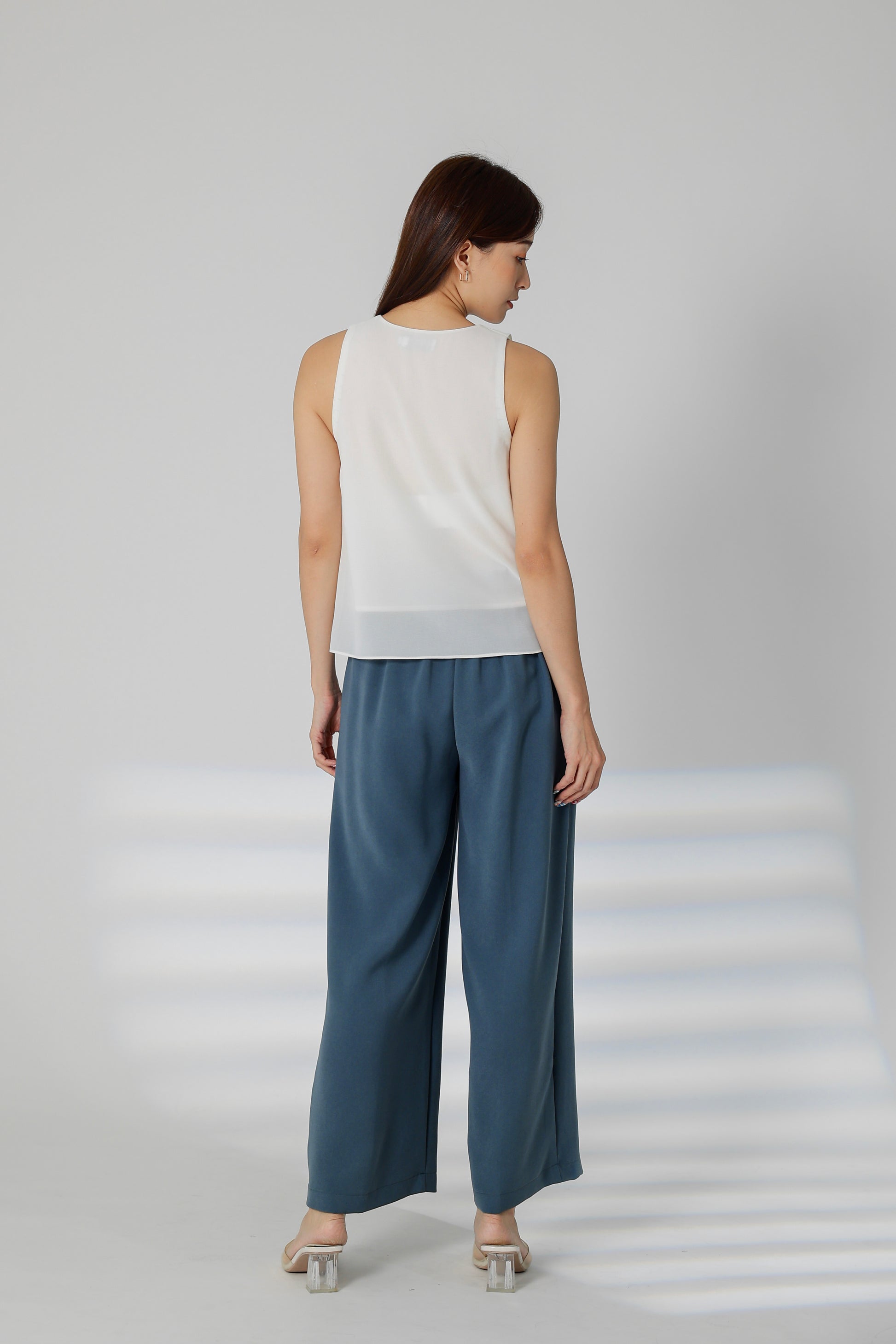 Eillie Slant Ruffles Top - White